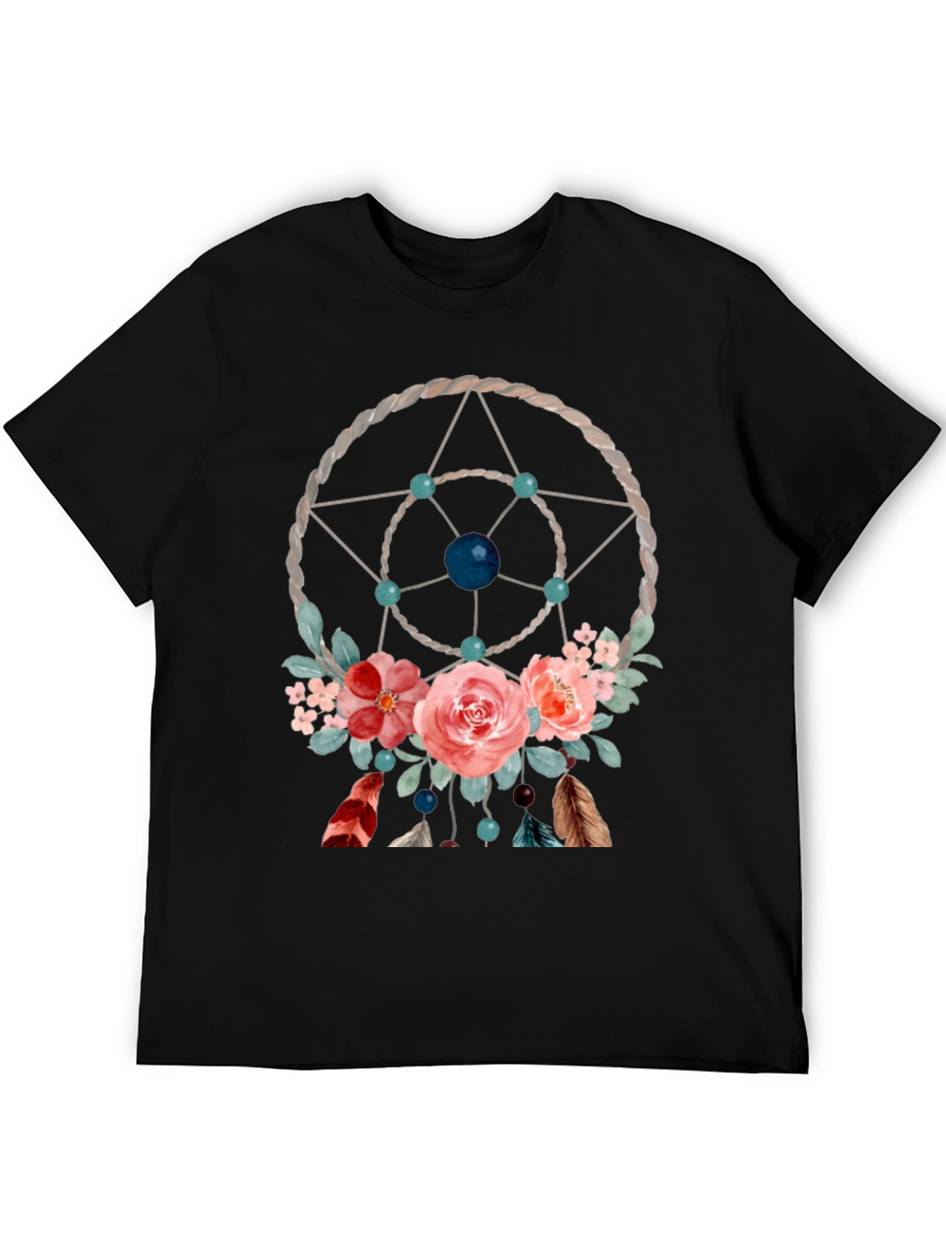 Black Dreamcatcher Floral Graphic Tee view 5