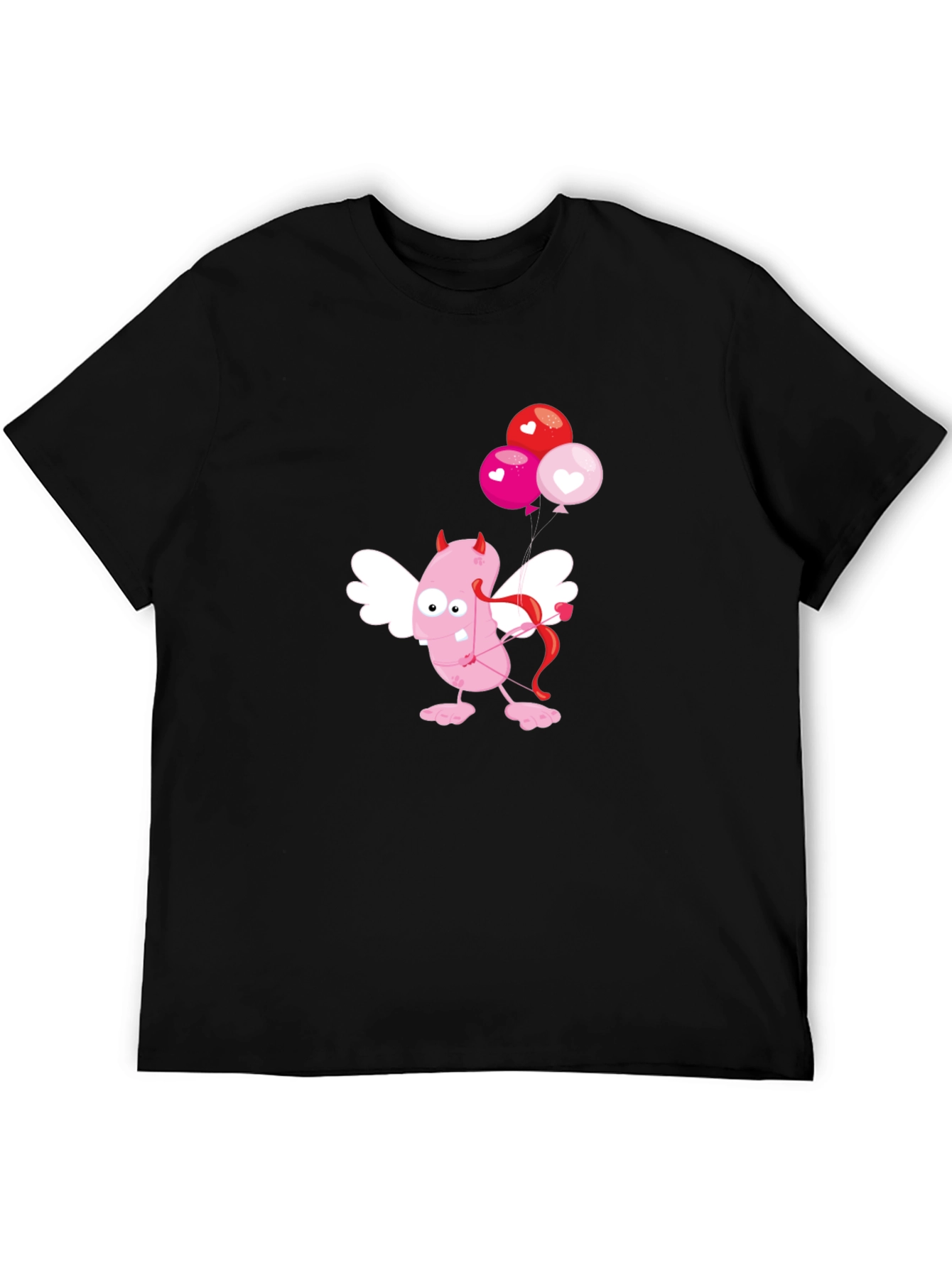 Black Cupid Monster Valentine's Day Black T-Shirt view 5