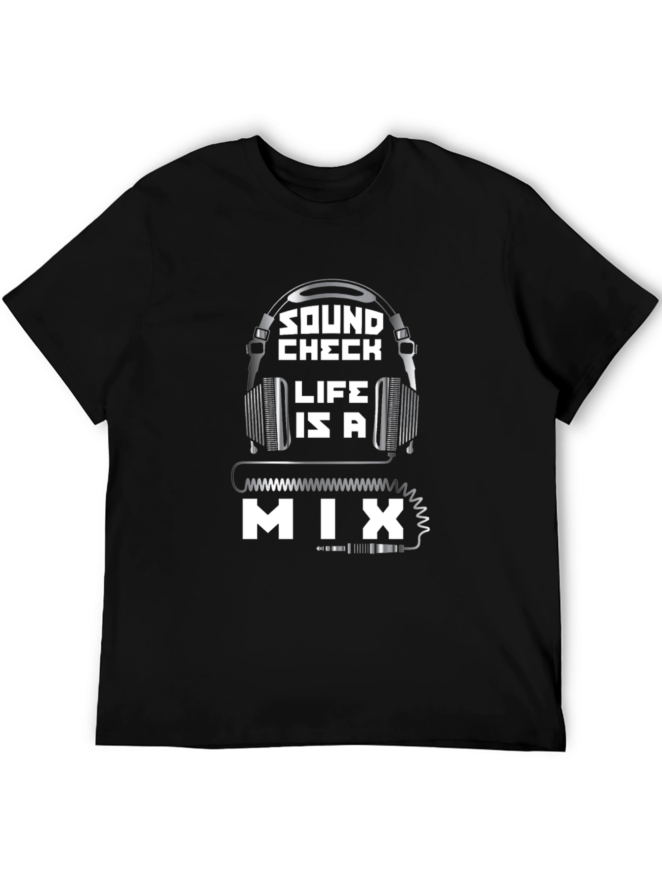 Black Sound Check Life is a Mix Black Graphic Tee view 5
