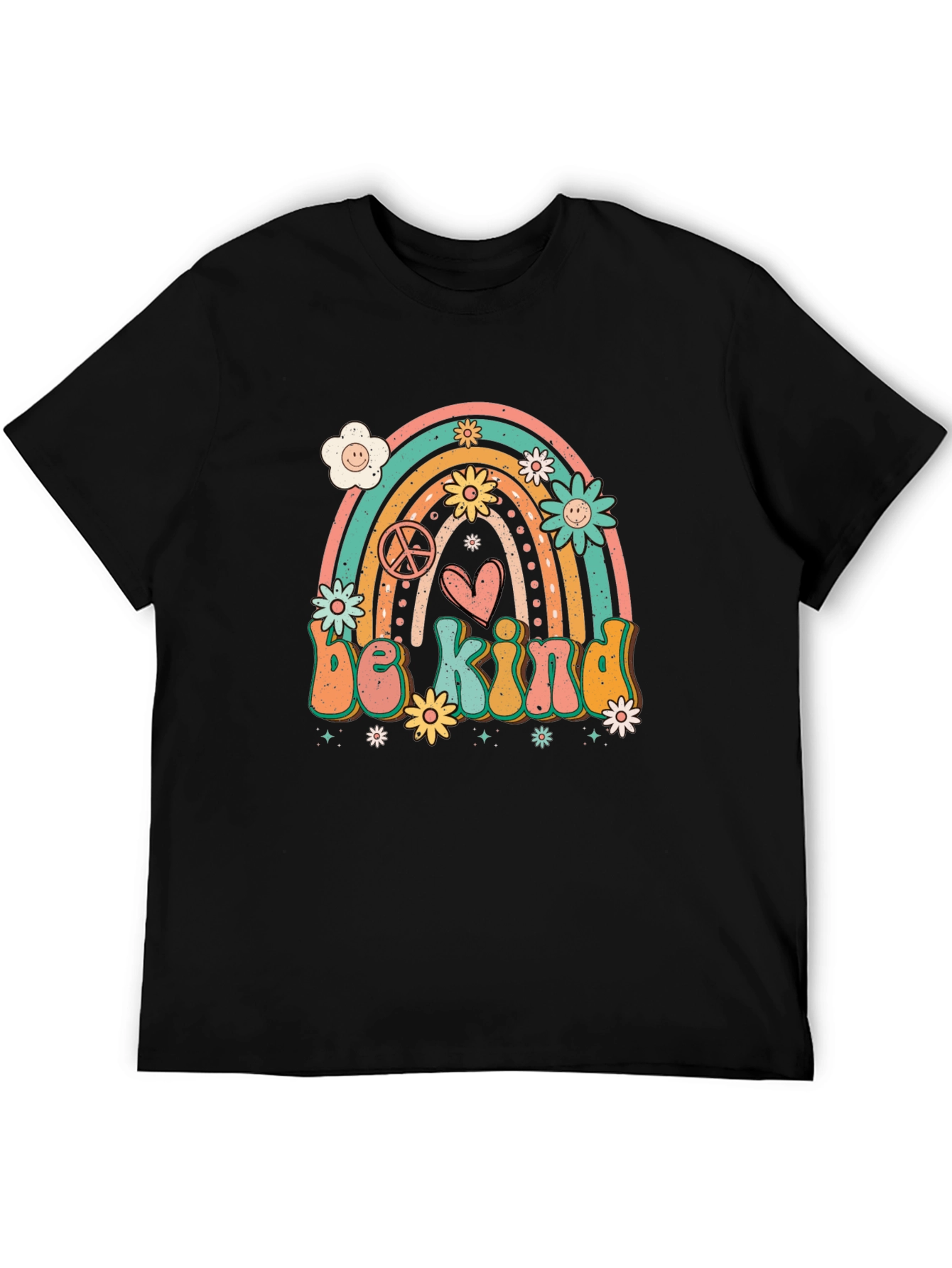 Black Be Kind Rainbow Graphic Tee - Black T-Shirt view 5