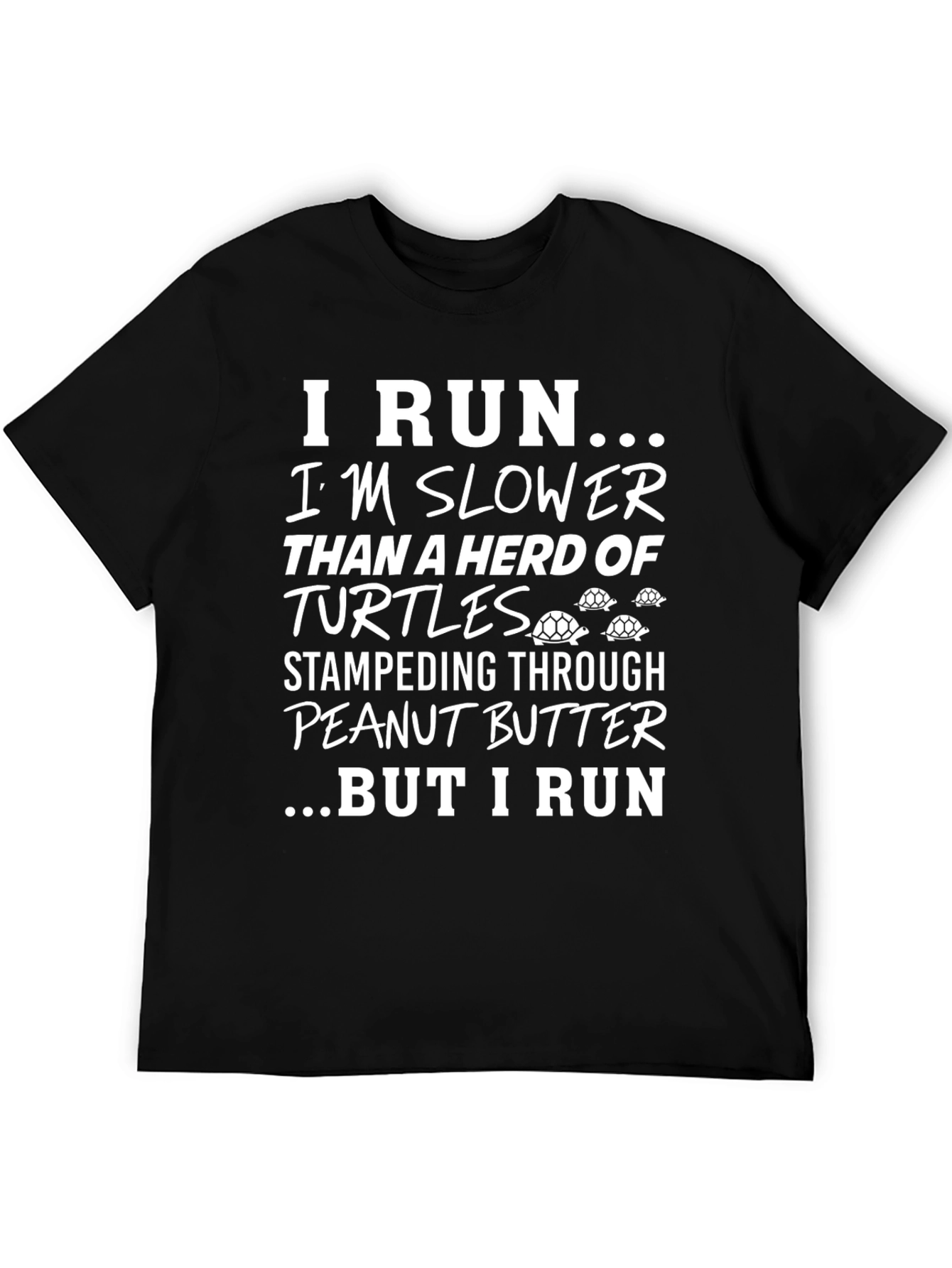 Black Funny Running T-Shirt - Herd of Turtles Peanut Butter view 5