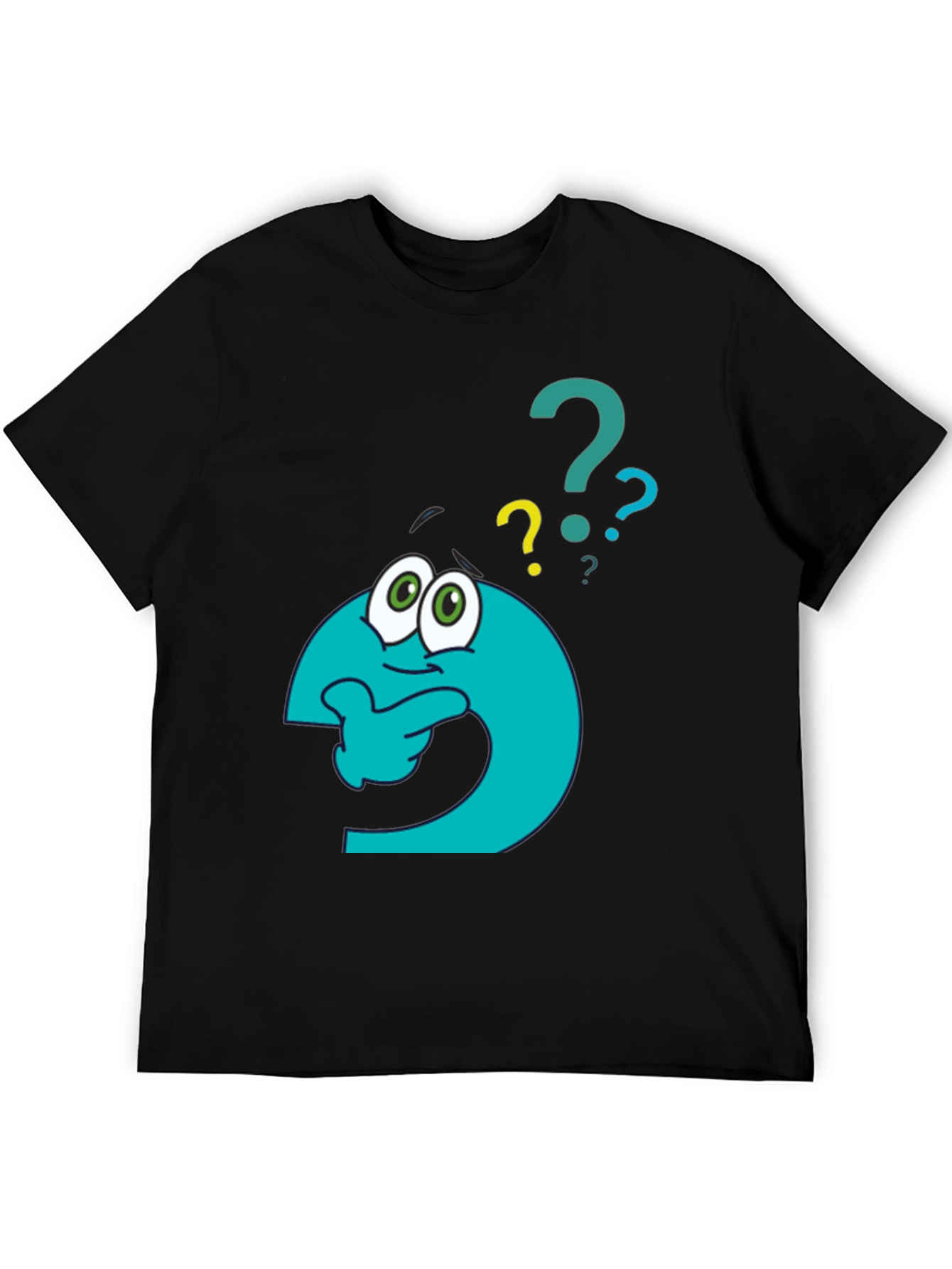 Black Thinking Question Mark Graphic T-Shirt view 5