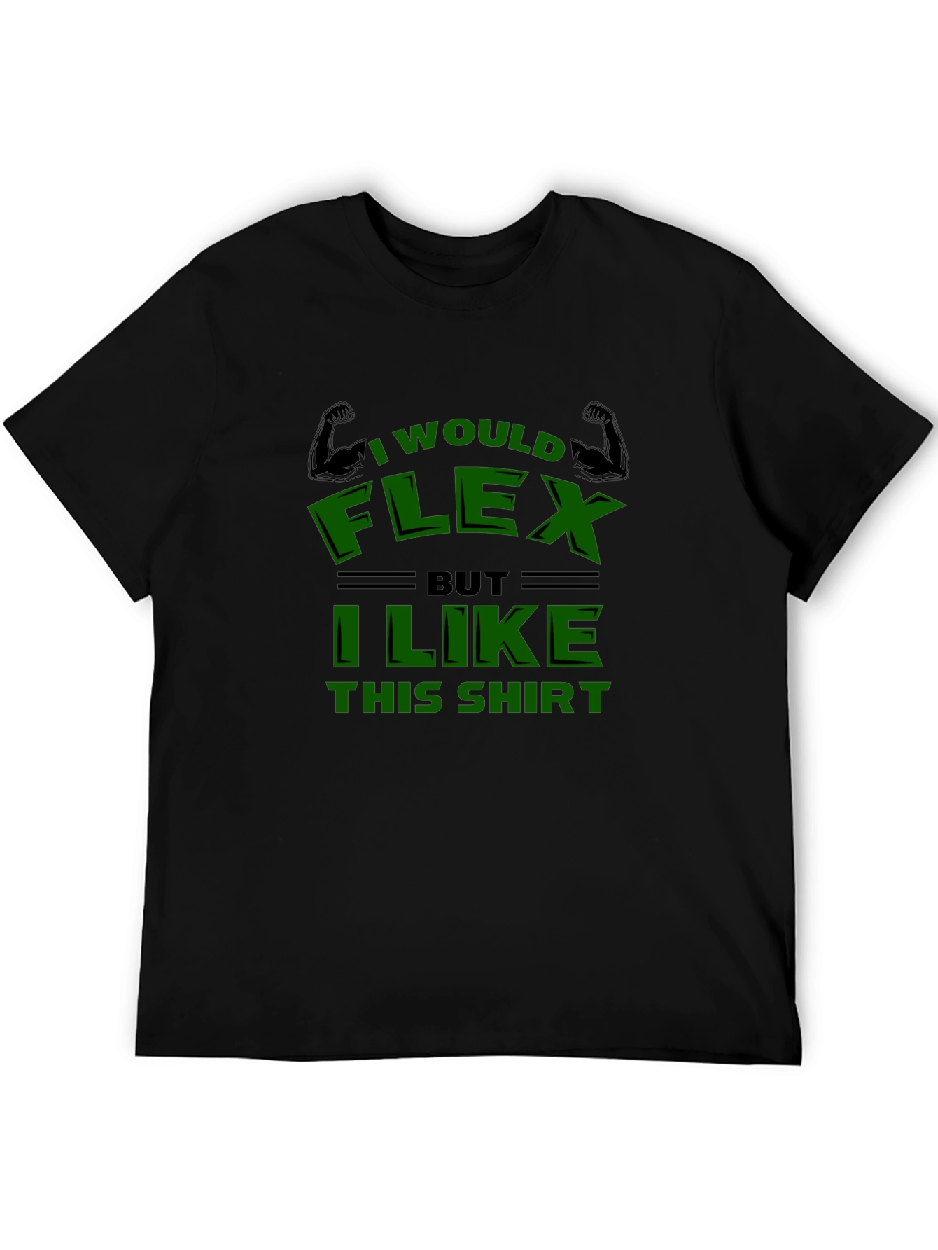 Black Funny "I Would Flex" Graphic T-Shirt view 5