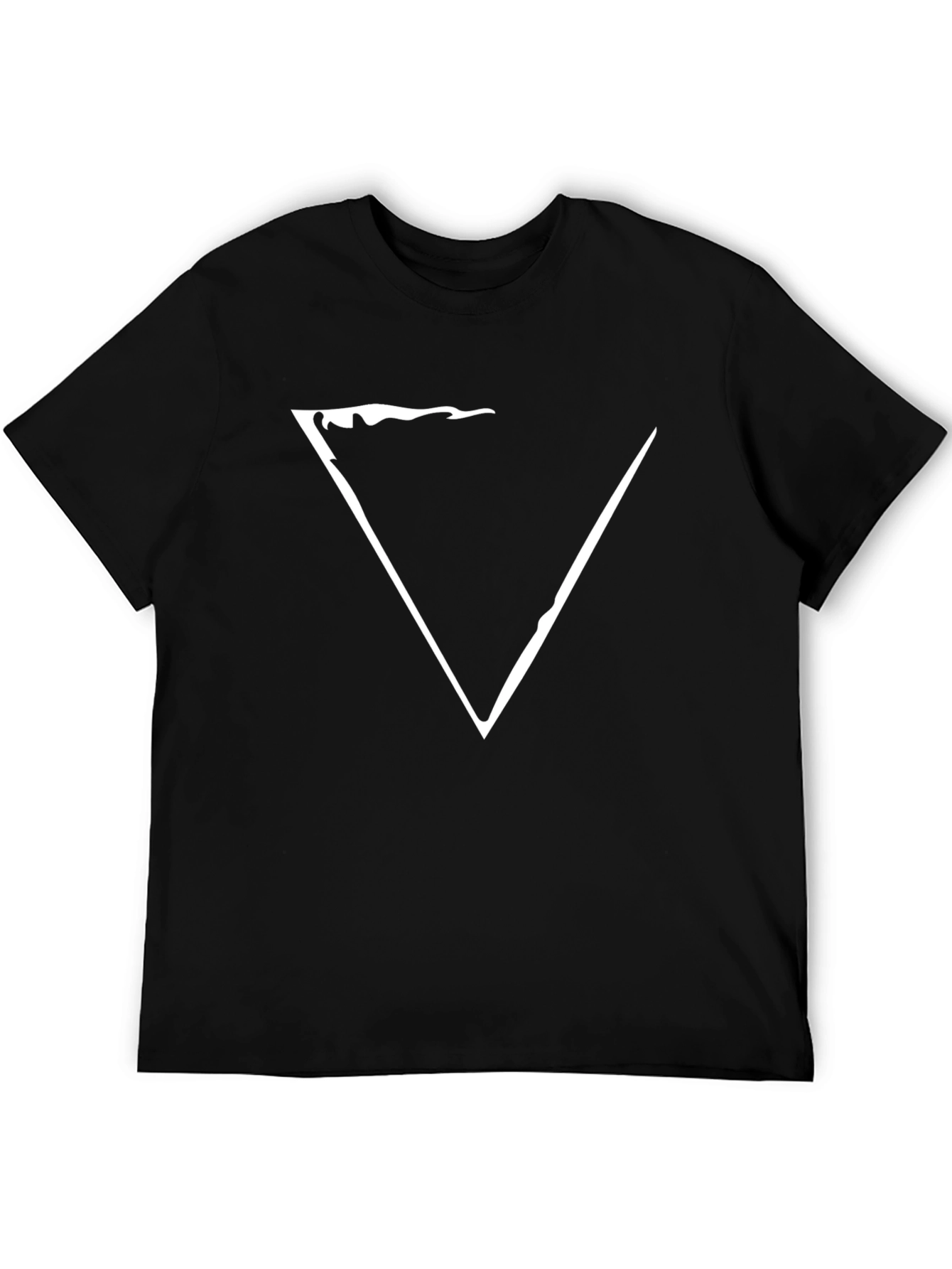 Black Modern Graphic Triangle Tee - Black Cotton Blend view 5
