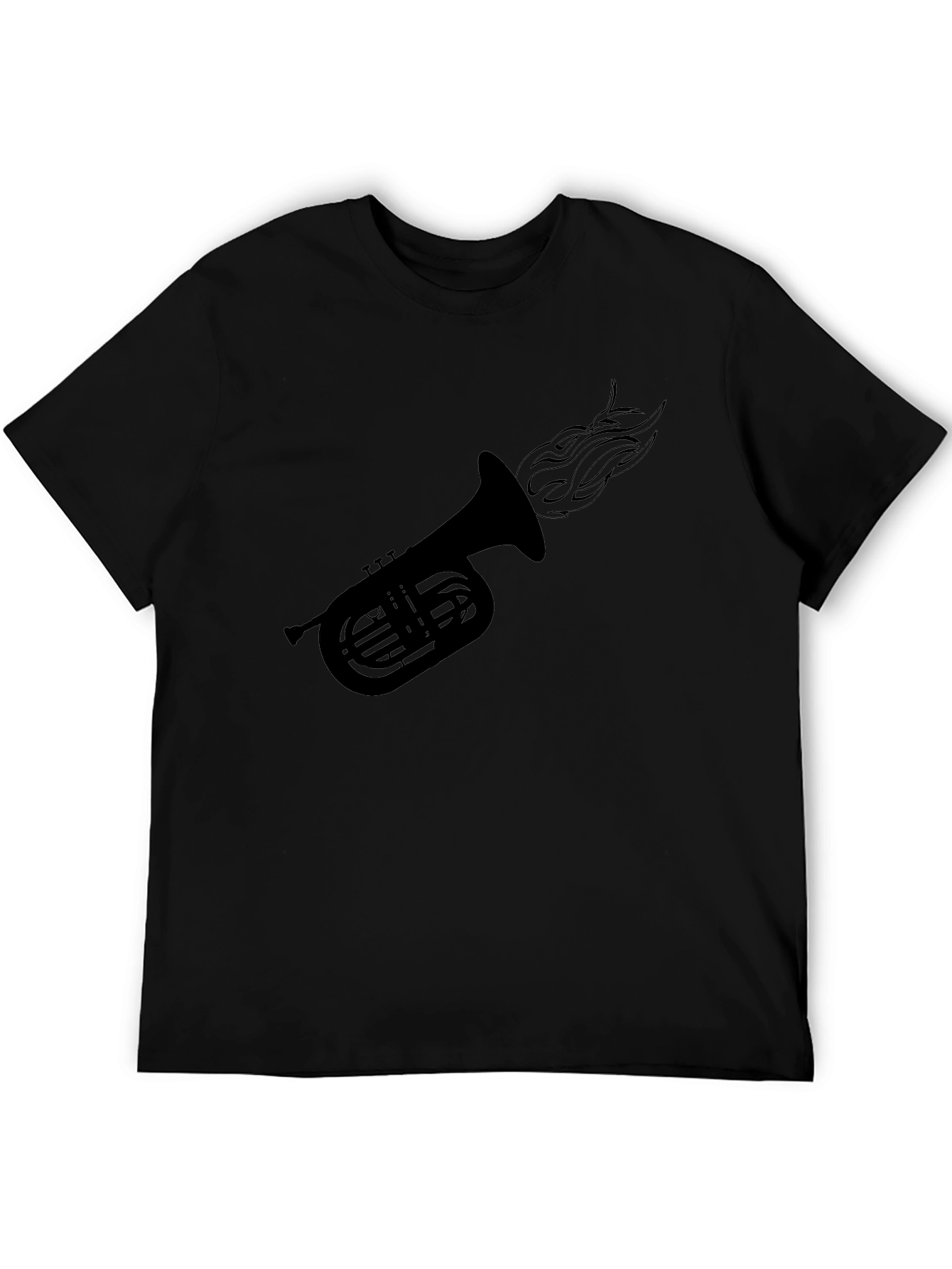 Black Fiery Tuba Graphic Tee - Black Cotton Comfort view 5