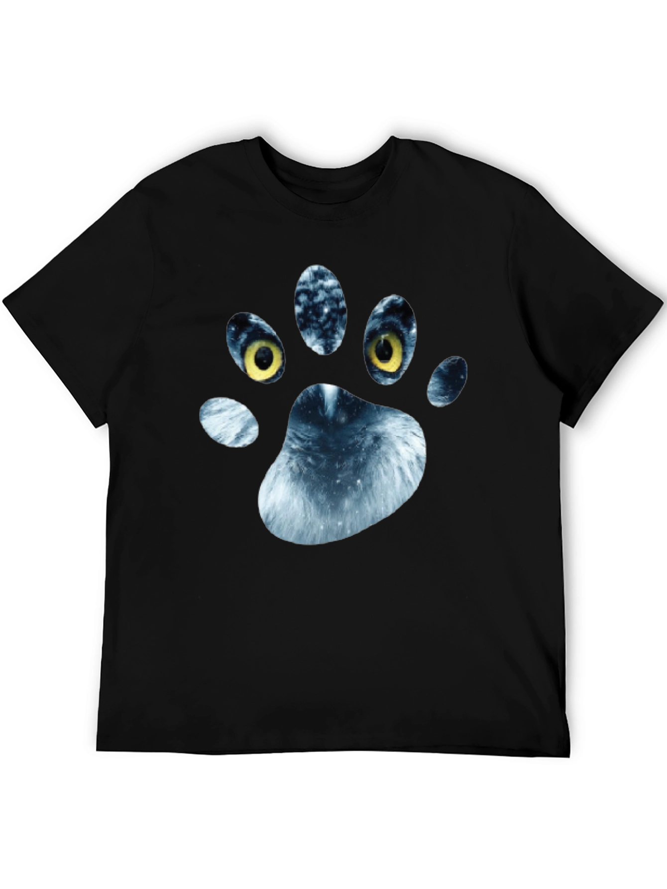 Black Wolf Paw Print Graphic T-Shirt view 5