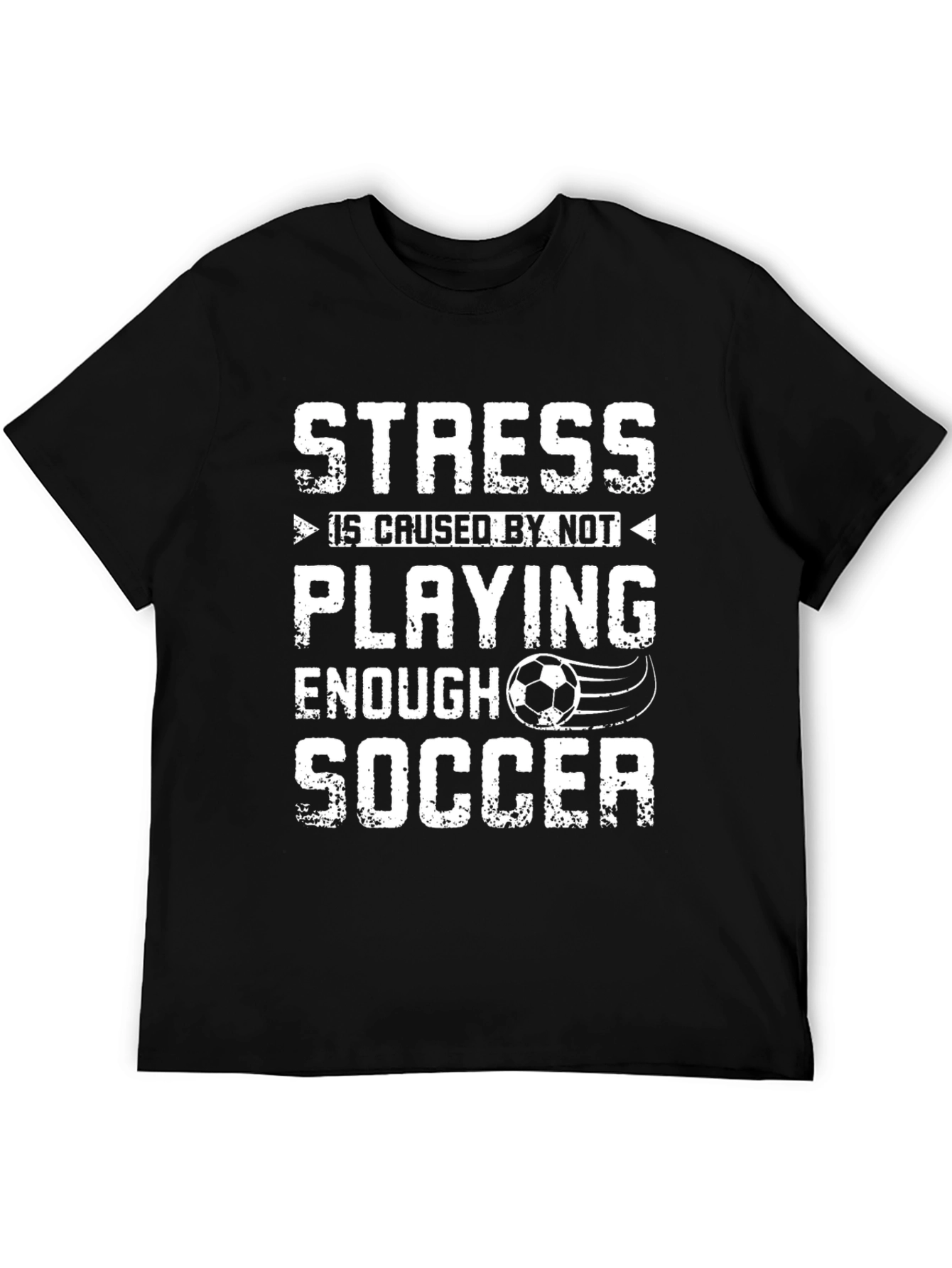 Black Funny Soccer T-Shirt: Stress Relief Design view 5