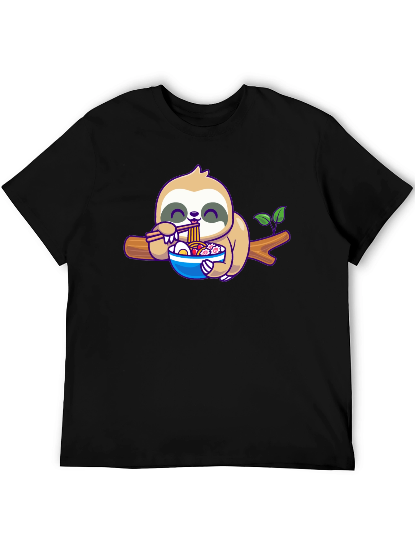 Black Sloth Ramen T-Shirt: Cute Cartoon Animal Tee view 5