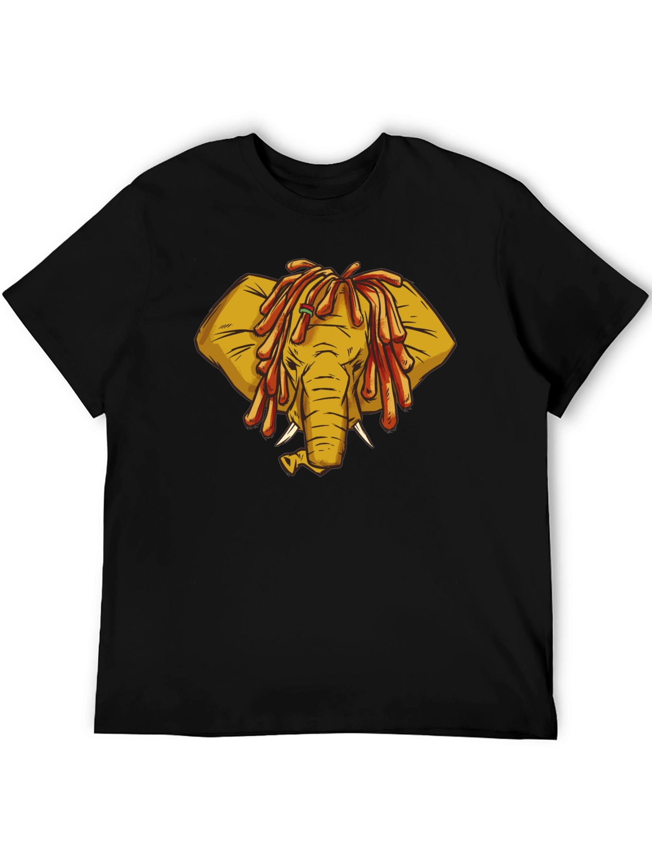 Black Rasta Elephant Graphic Tee - Unique Design! view 5