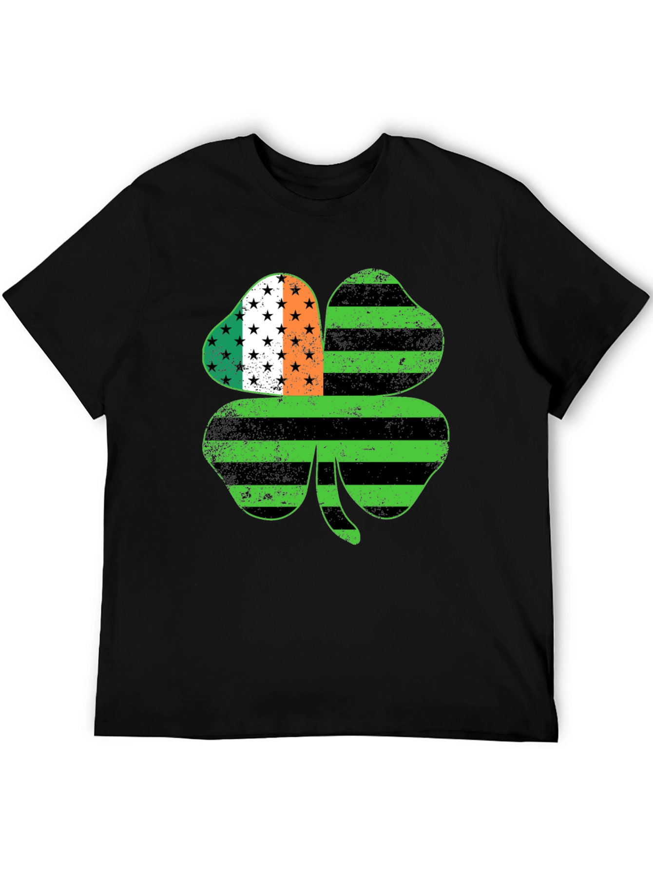 Black St. Patrick's Day Shamrock T-Shirt view 5