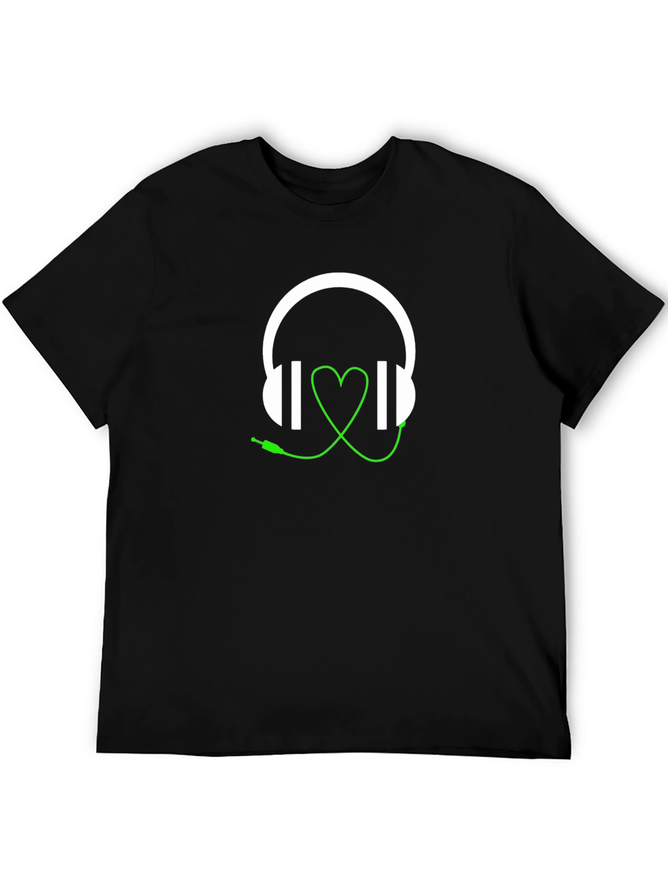 Black Headphones Heartbeat Graphic Tee view 5