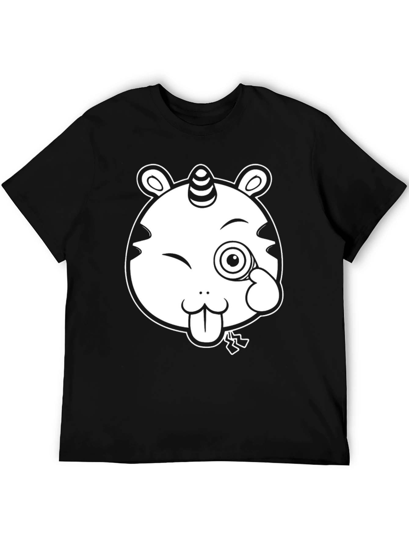 Black Winking Unicorn Bear Black T-Shirt view 5