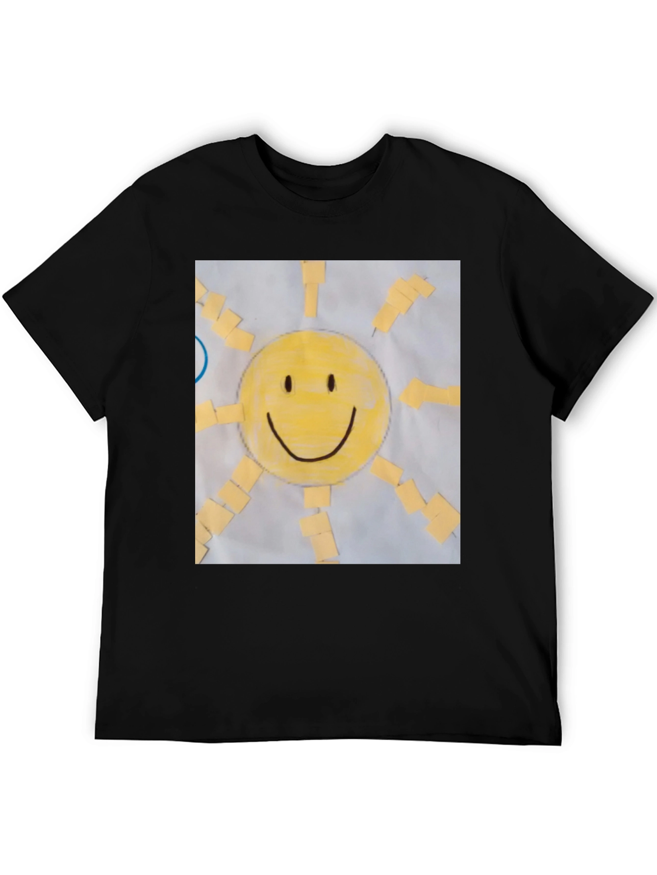Black Smiley Face Sun Graphic Tee - Cheerful Black T-Shirt view 5
