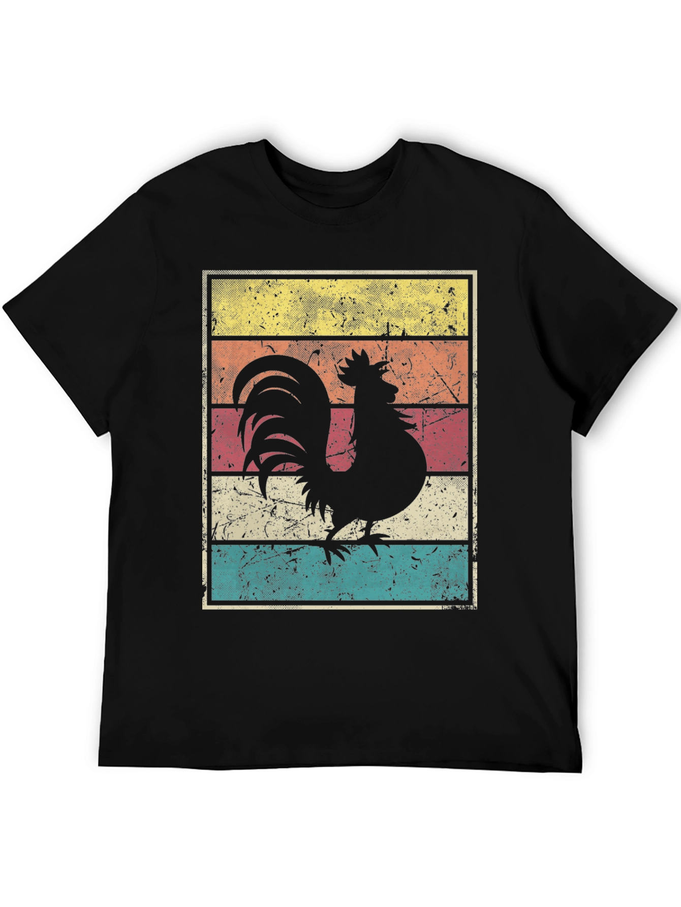 Black Retro Rooster Graphic Tee view 5
