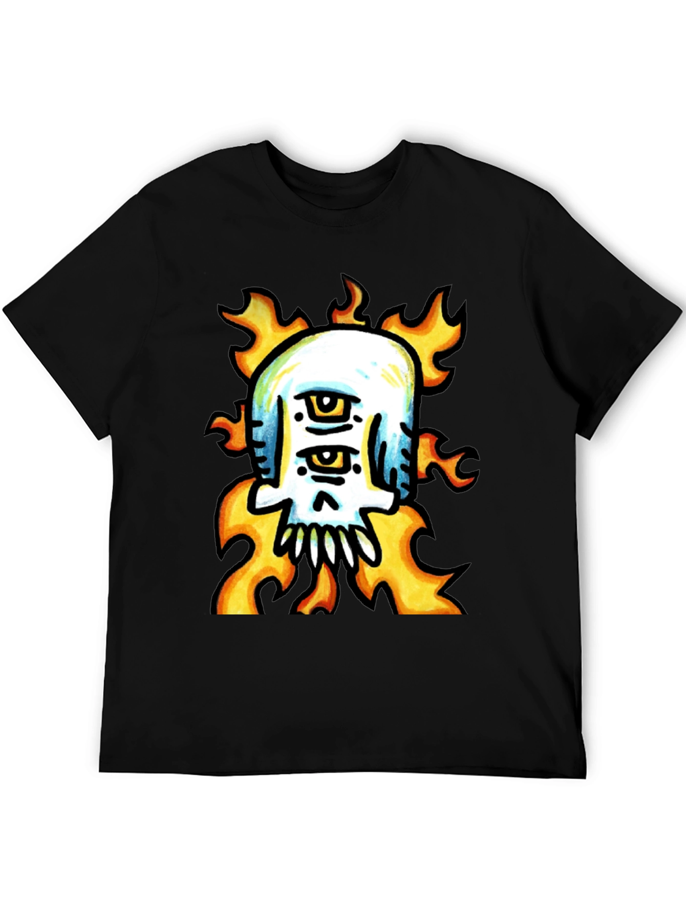 Black Fiery Skull Graphic Tee - Unique Design view 5