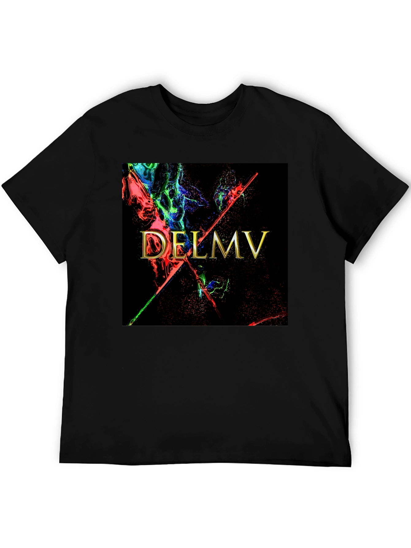 Black DELMV Abstract Graphic Black T-Shirt view 5