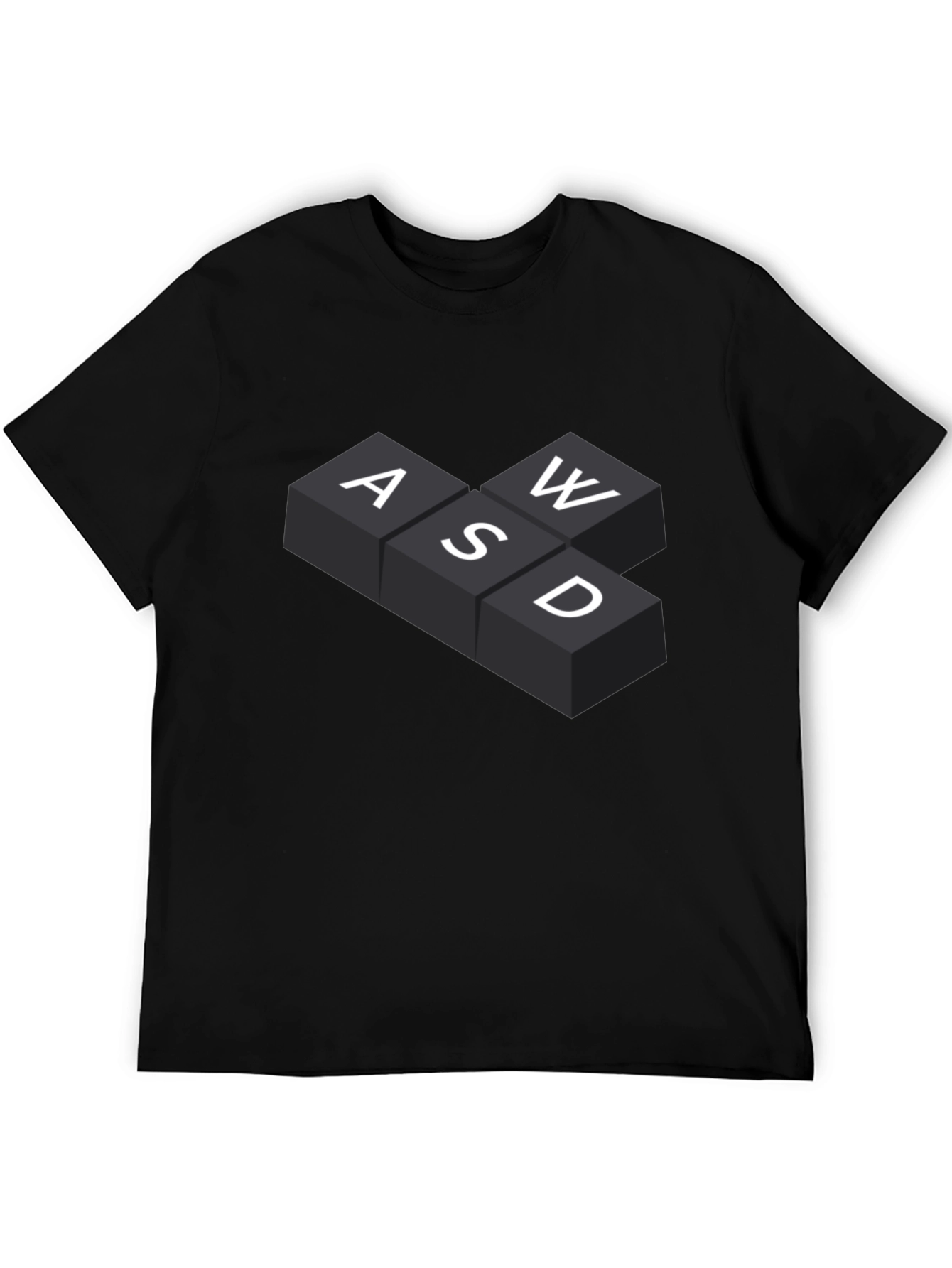Black WASD Gaming Keys T-Shirt - Black view 5