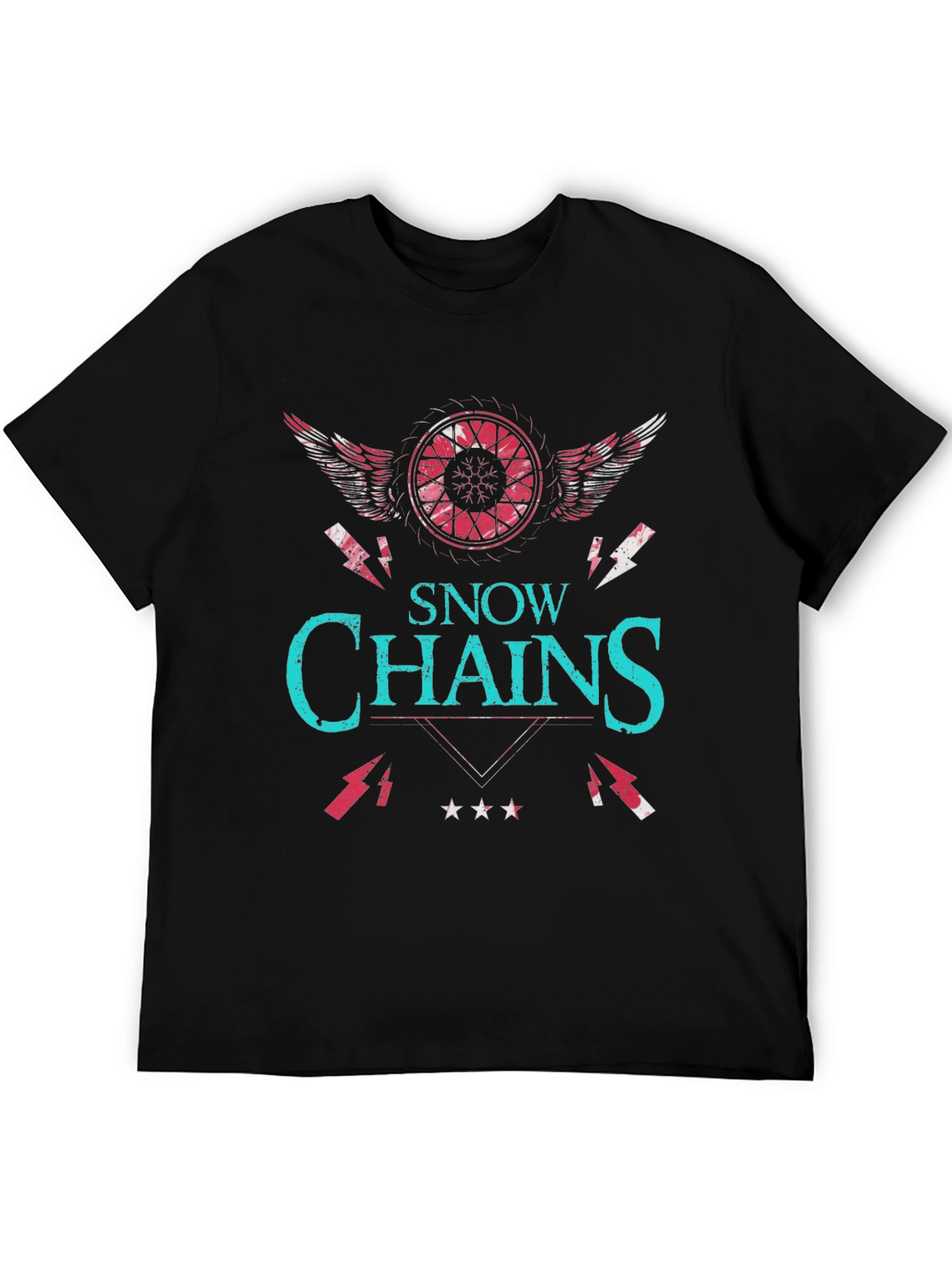 Black Snow Chains Graphic T-Shirt - Unique Design view 5