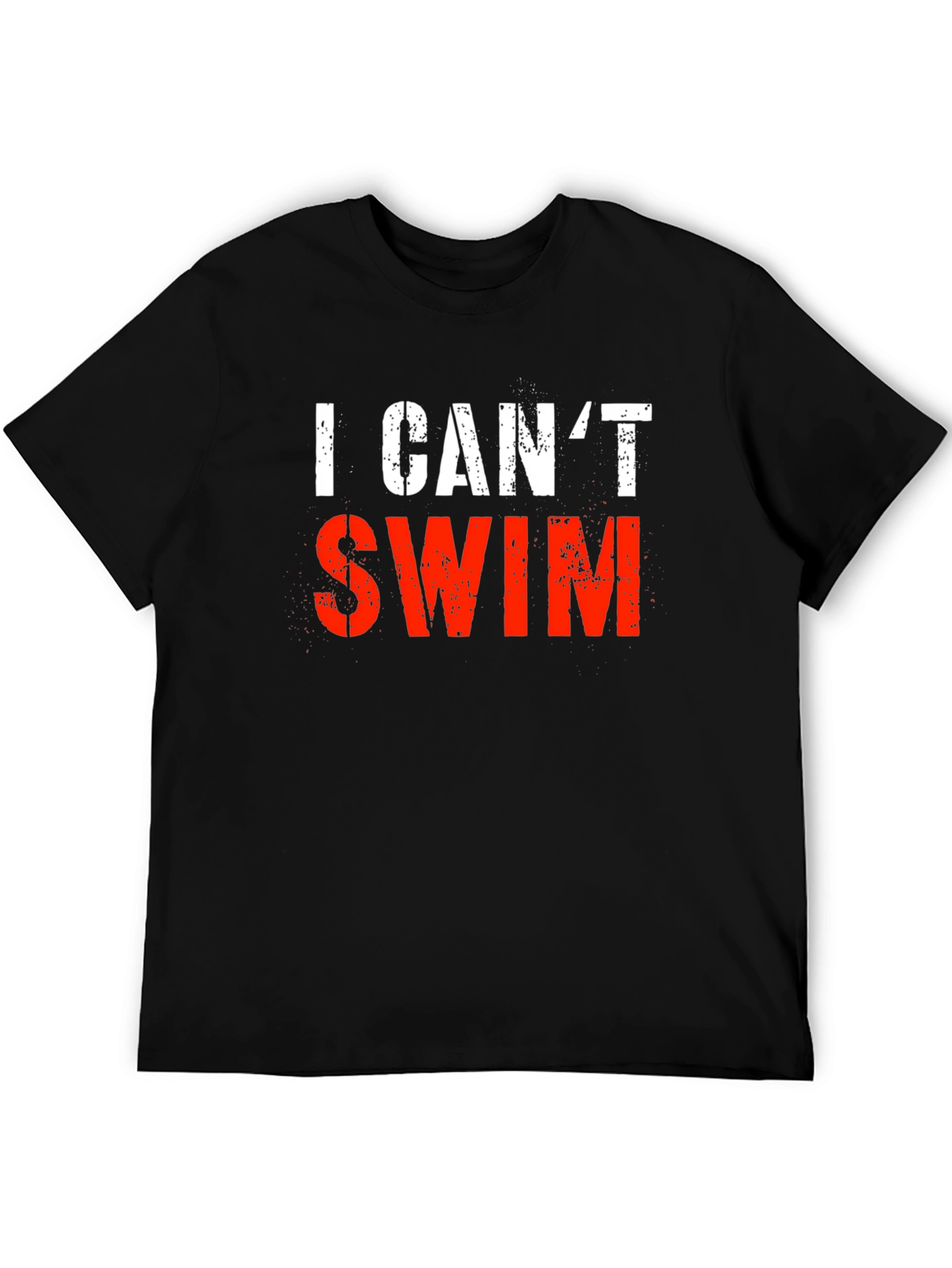 Black I Can't Swim Graphic Tee - Black Cotton T-Shirt view 5