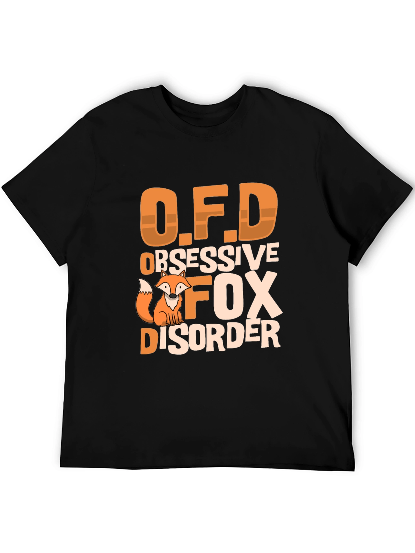 Black Obsessive Fox Disorder Black T-Shirt view 5