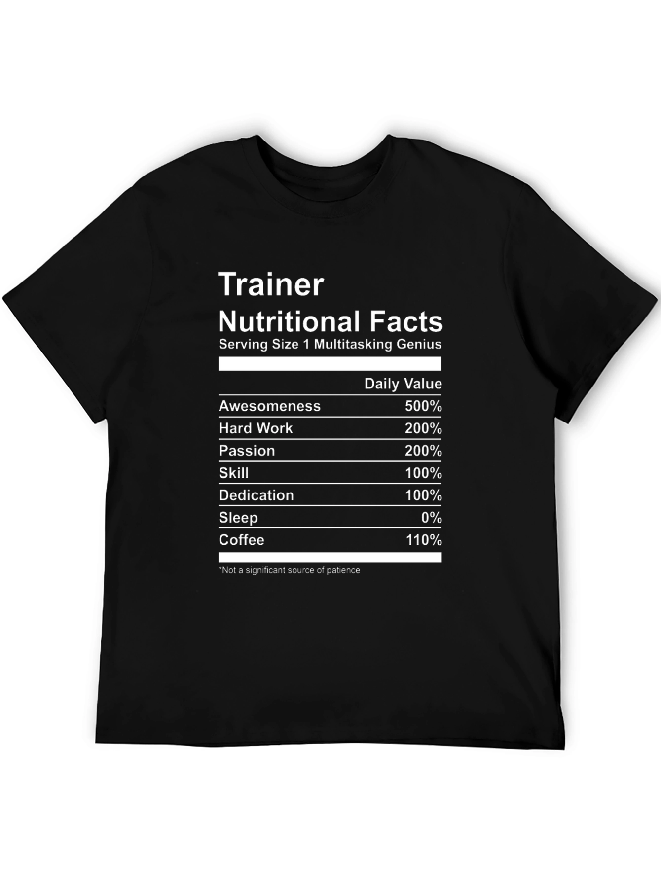 Black Trainer Nutritional Facts Novelty T-Shirt view 5