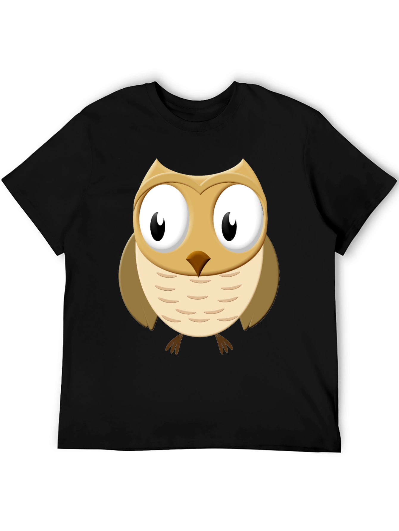 Black Cute Cartoon Owl Graphic Tee - Black Cotton Casual Shirt view 5