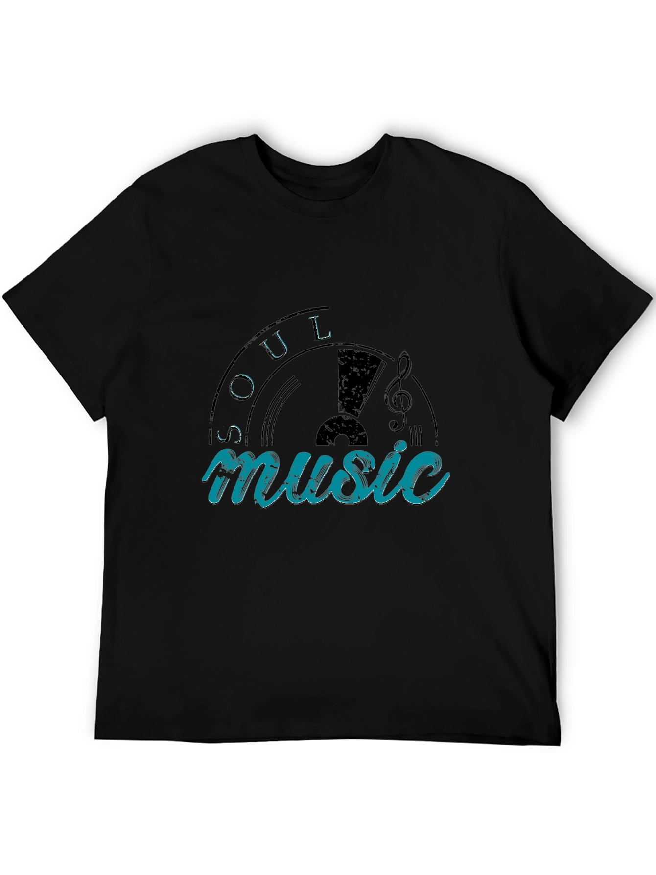 Black Soul Music Graphic T-Shirt - Black Cotton Blend view 5