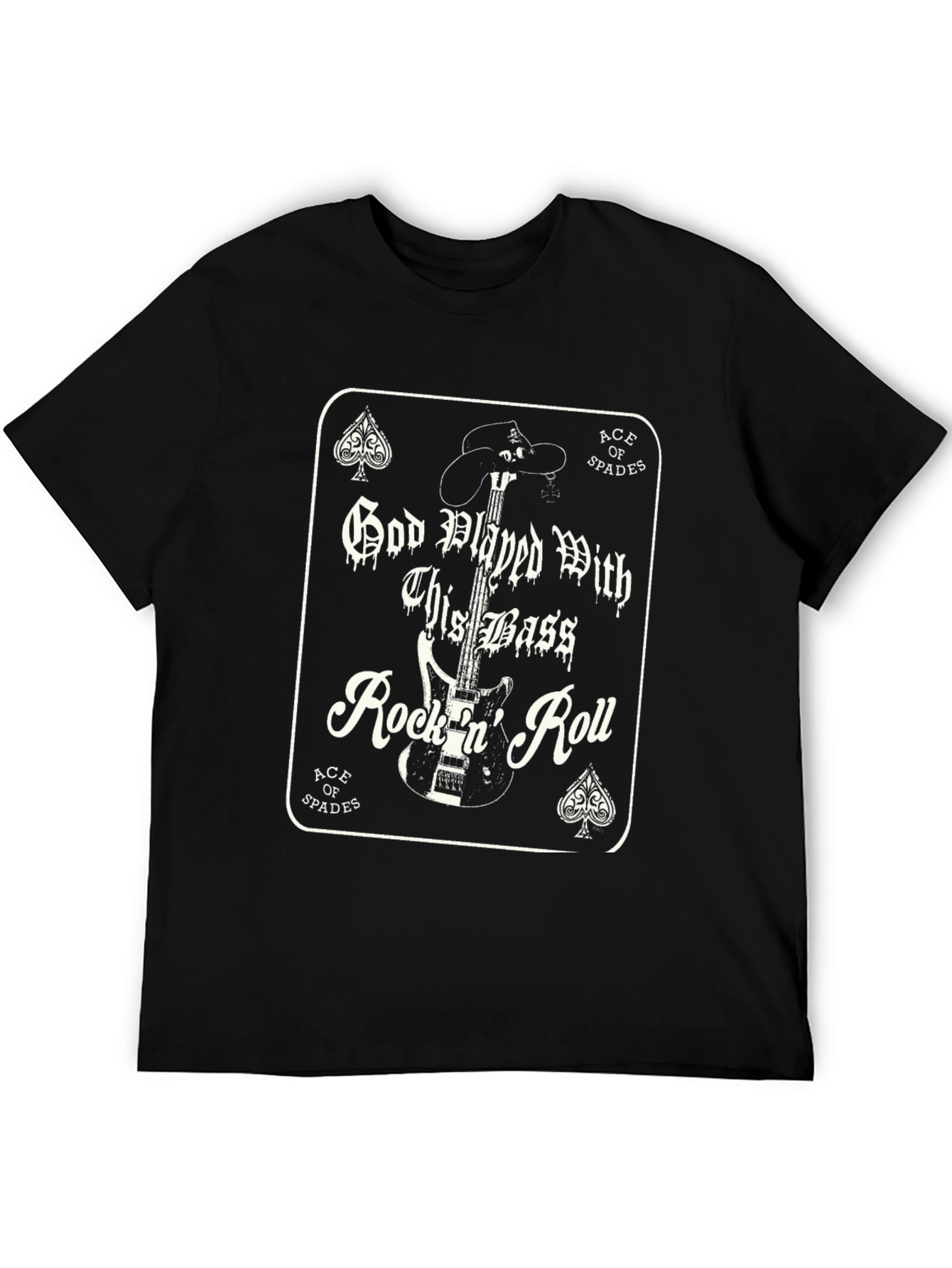 Black God Played Bass Rock 'n' Roll Ace of Spades T-Shirt view 5