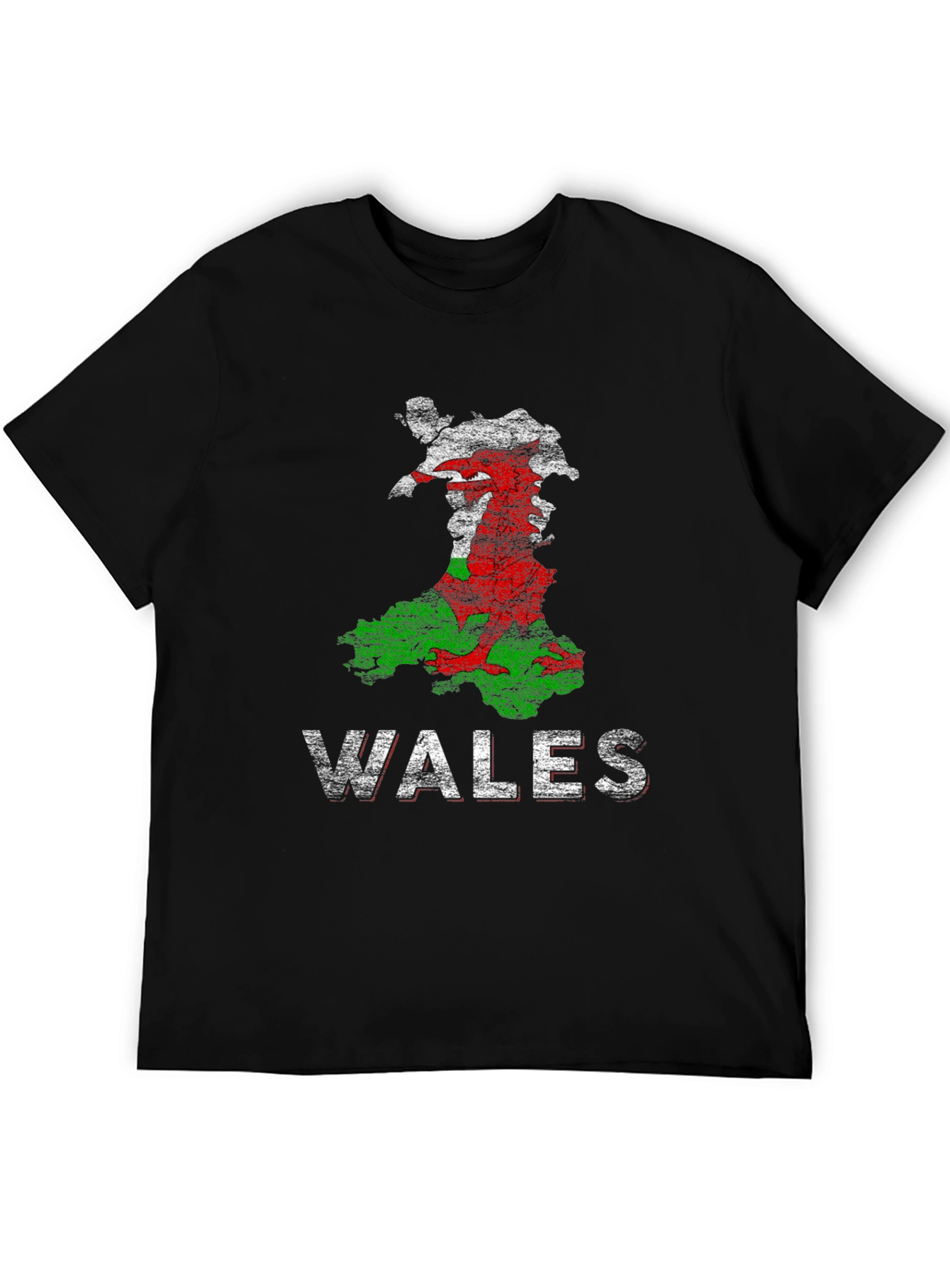 Black Wales Flag Map Graphic T-Shirt view 5