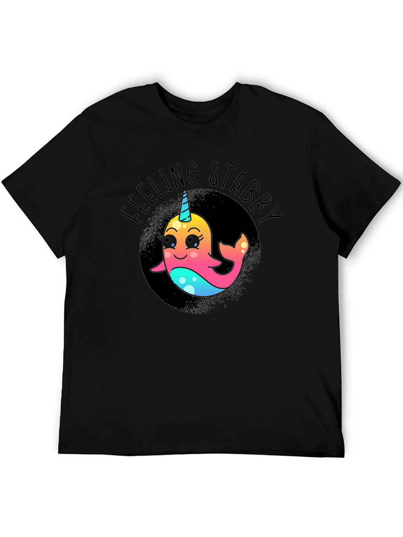Black Feeling Stabby Narwhal T-Shirt - Black view 5