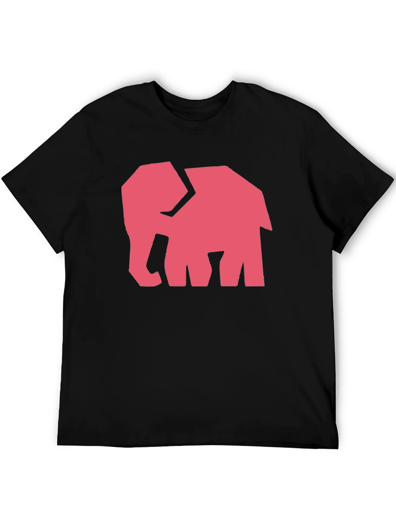 Black Modern Elephant Graphic Tee - Black Cotton Shirt view 5