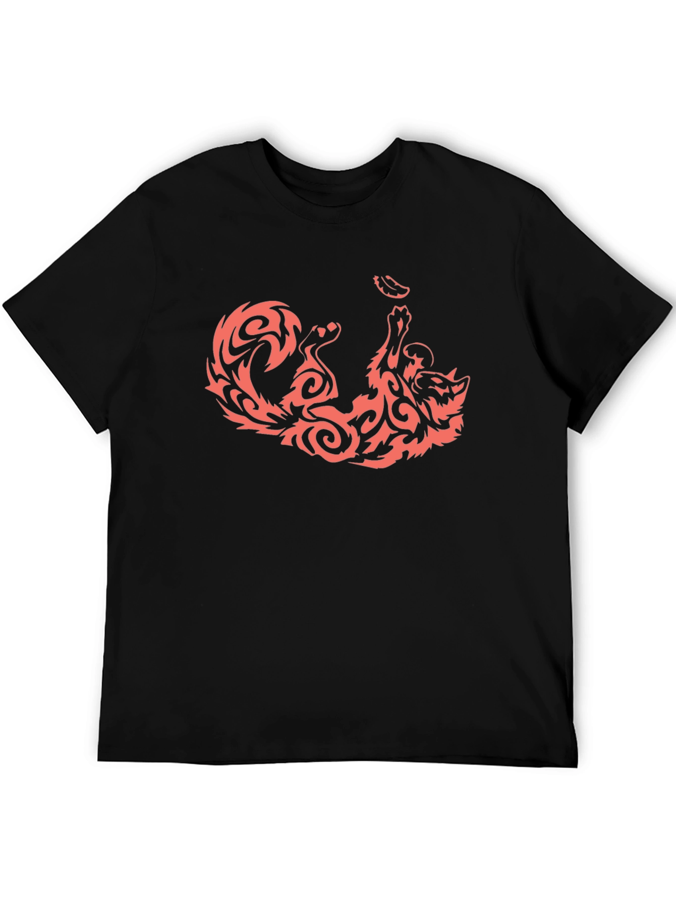 Black Black T-Shirt with Tribal Fox Design view 5