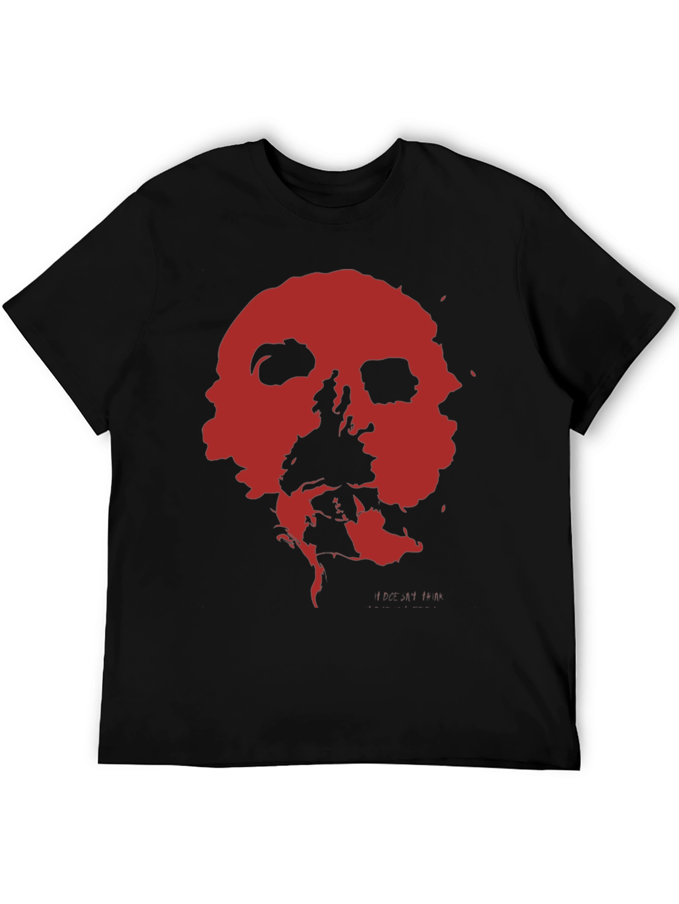 Black Abstract Red Skull Graphic Print Black T-Shirt view 5