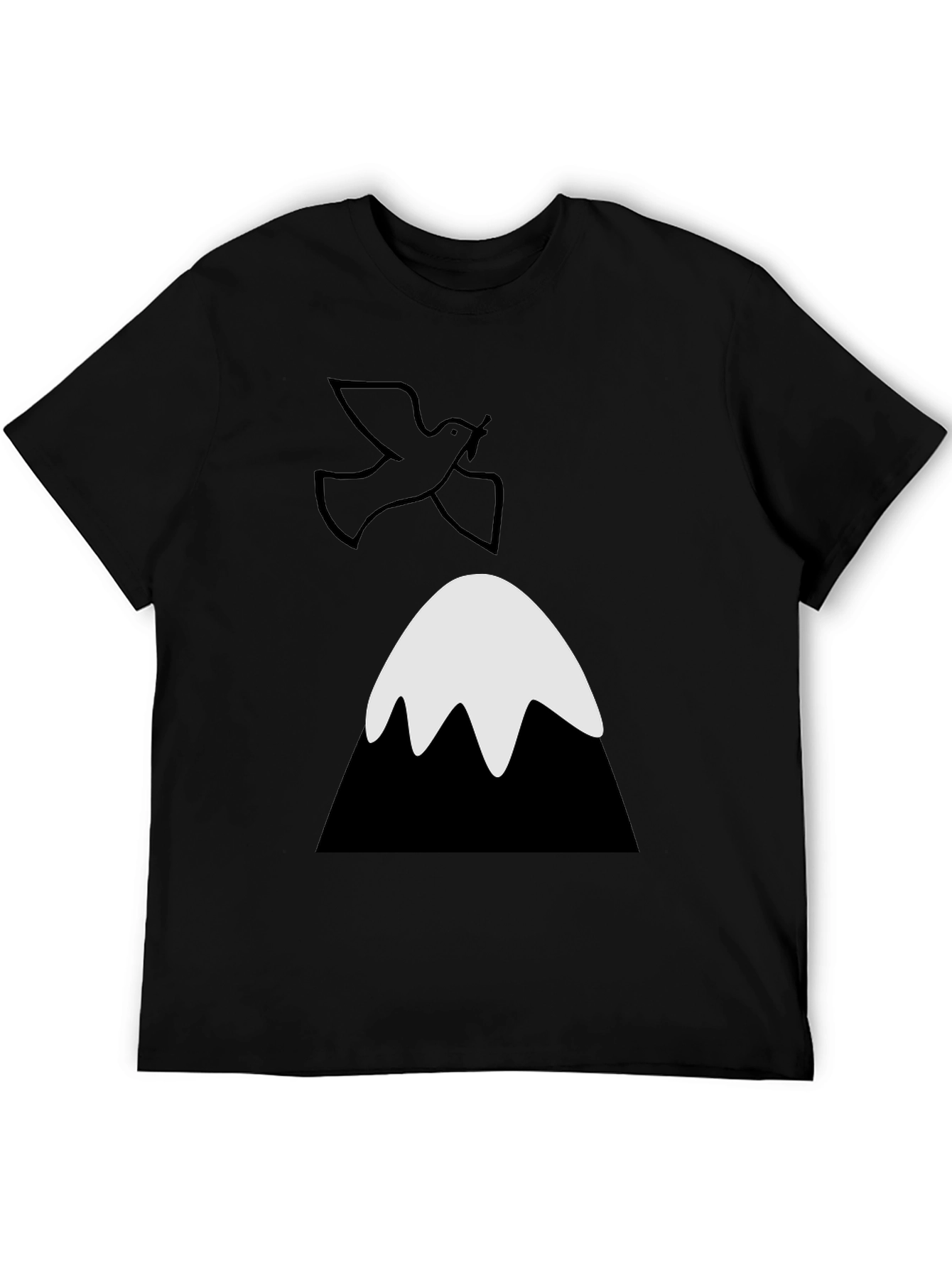 Black Dove Over Mountain Graphic Tee - Unisex Black T-Shirt view 5