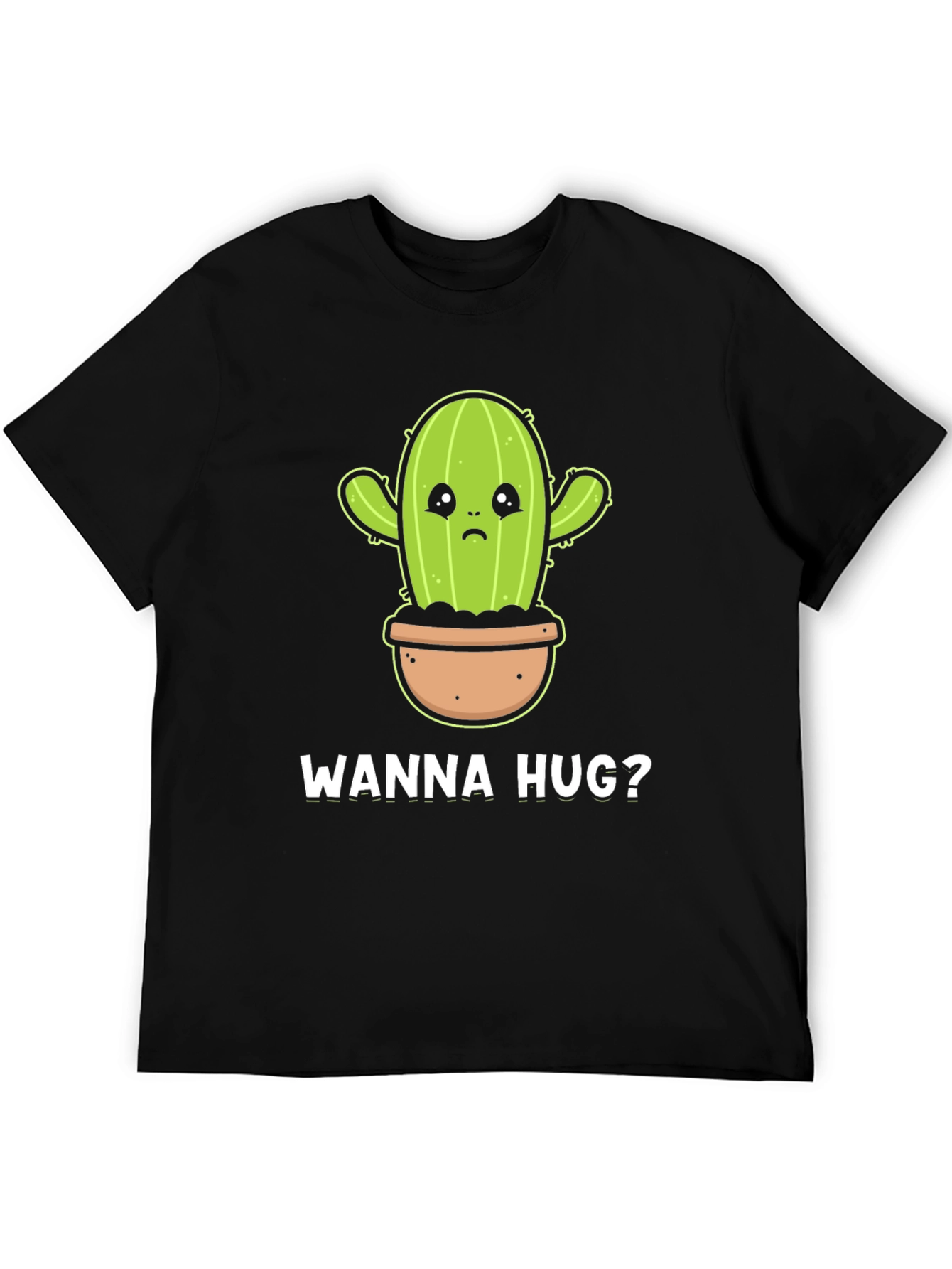 Wanna Hug? Cactus Graphic Tee - Soft Cotton Black T-Shirt - 5