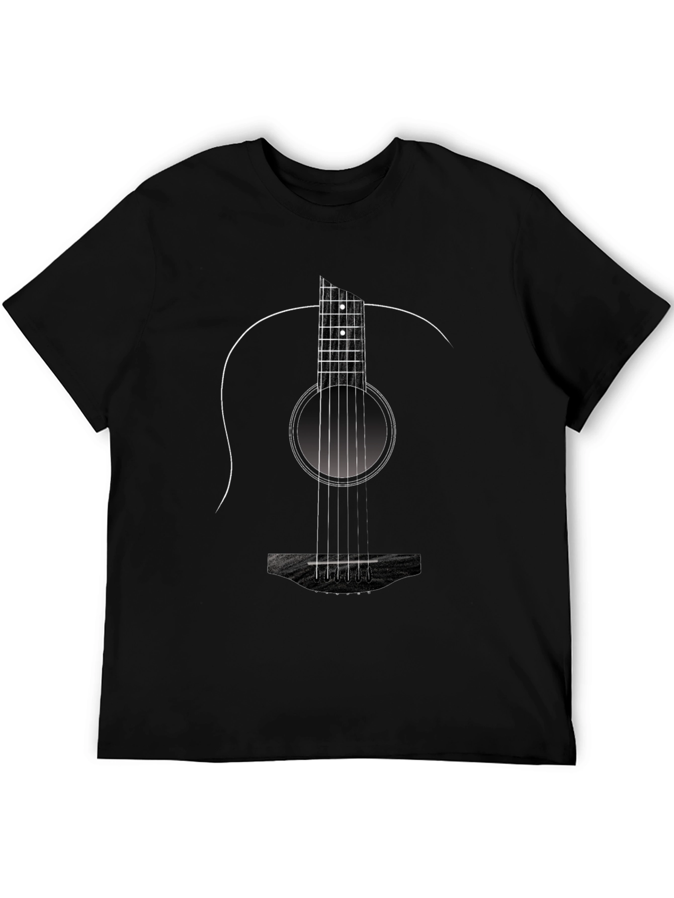 Black Guitar Graphic Black Tee - Music Lover's T-Shirt view 5