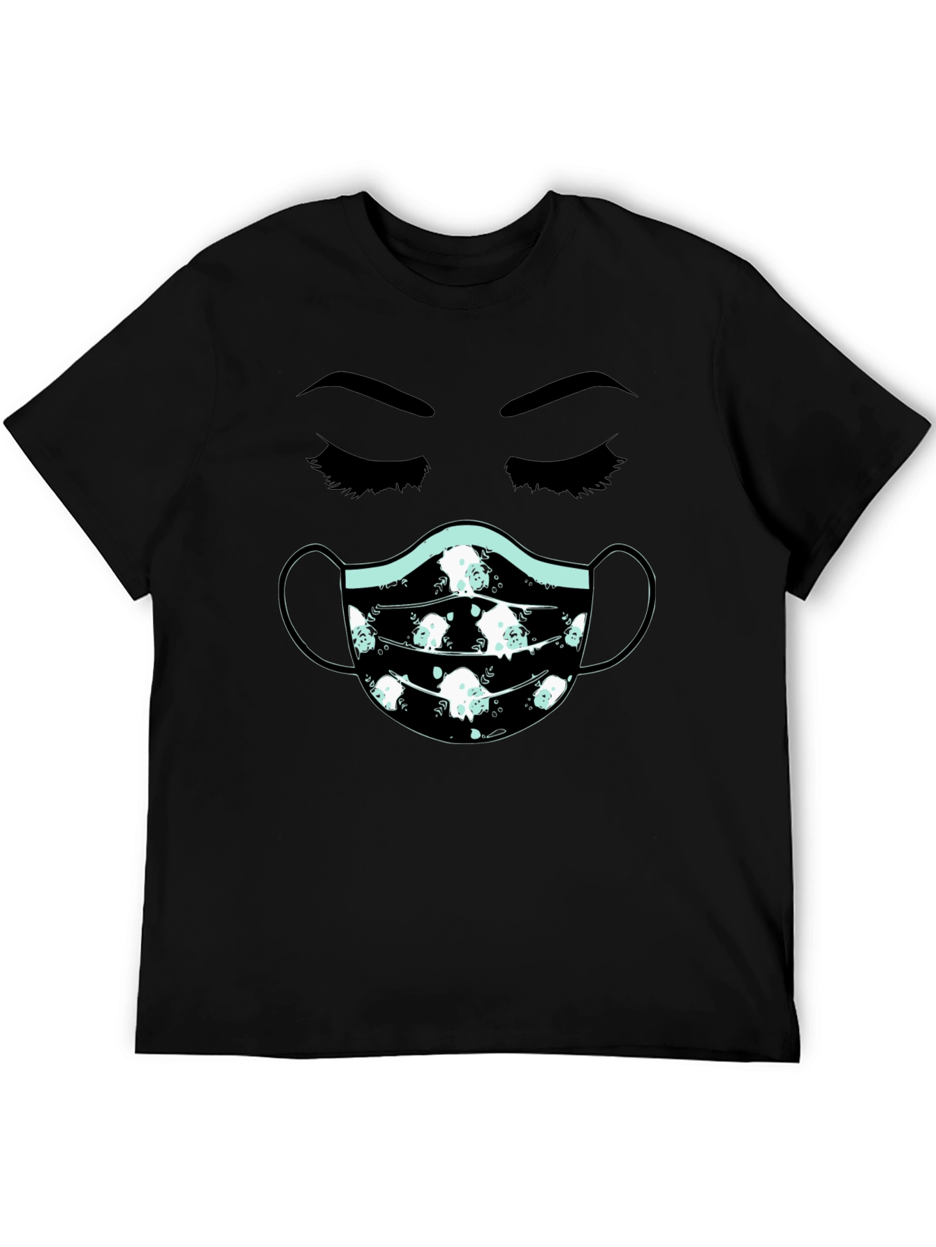 Black Masked Face T-Shirt - Unisex Cotton Tee view 5