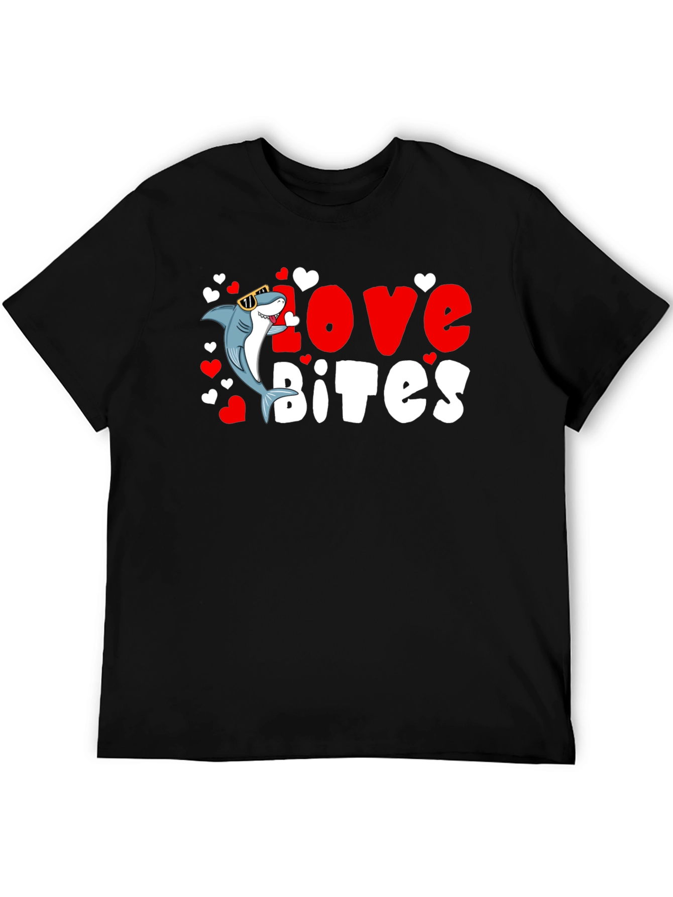 Black Love Bites Shark Valentine's Day T-Shirt view 5