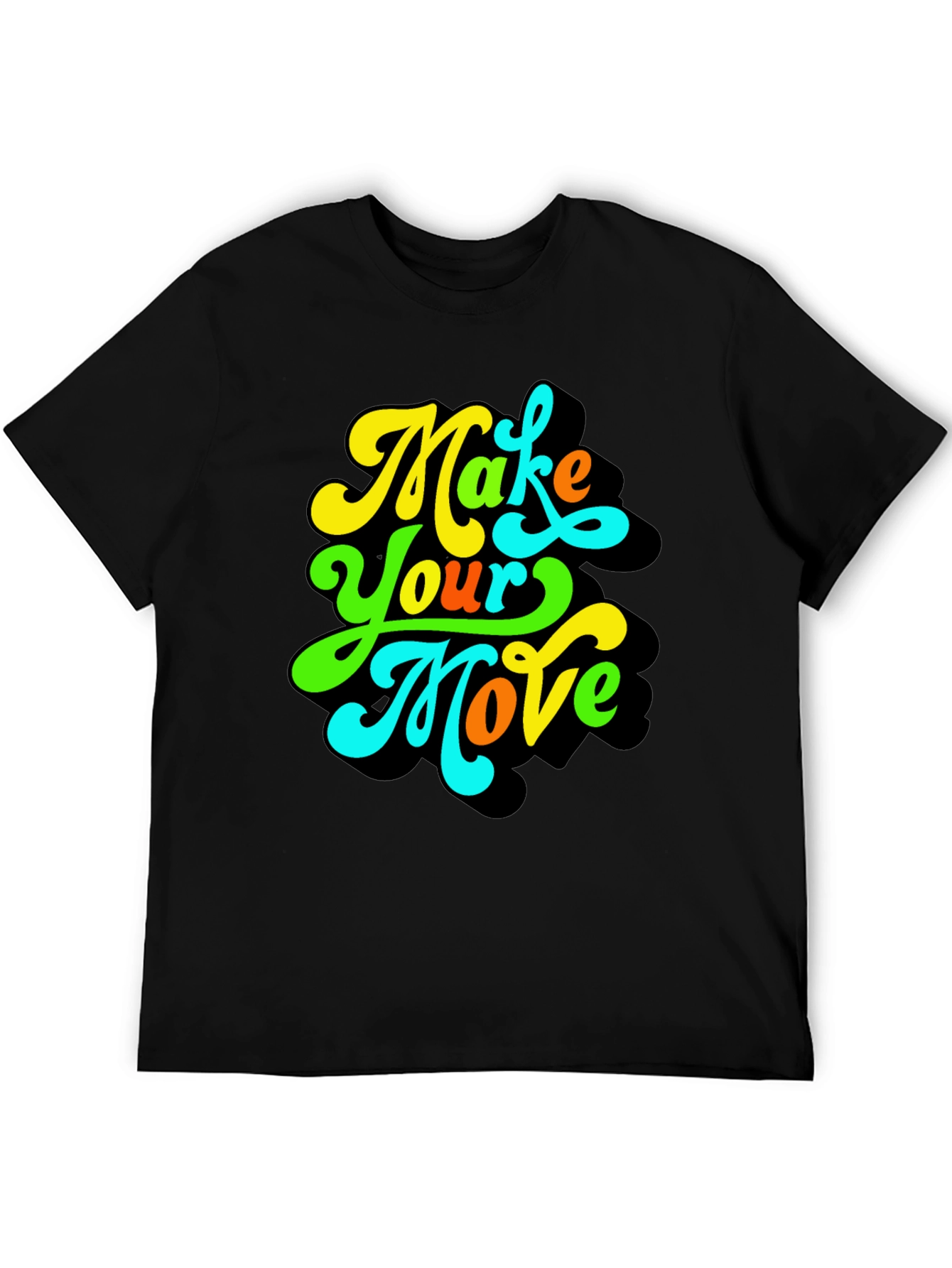 Black Make Your Move Graphic Tee - Retro Style Black T-Shirt view 5
