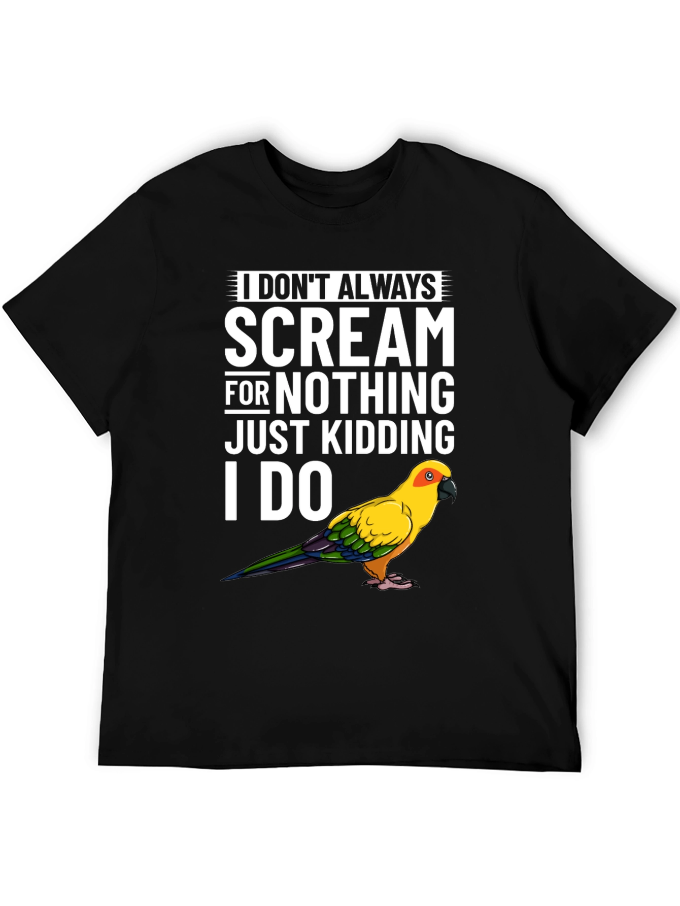 Black Funny Parrot T-Shirt - I Don't Always Scream view 5