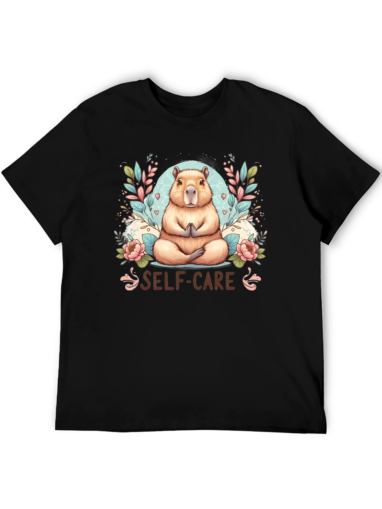 Black Self-Care Capybara T-Shirt view 5