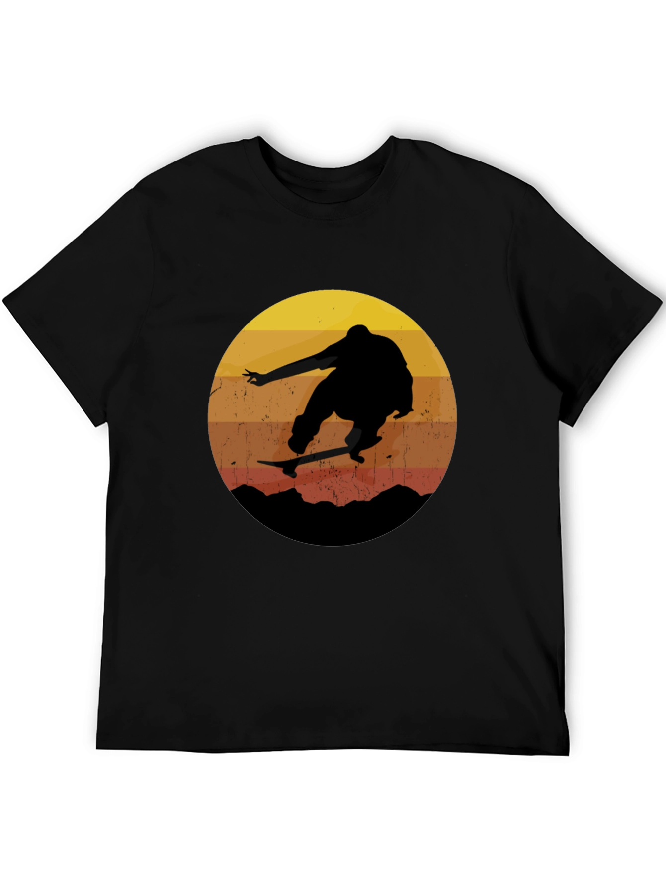 Black Retro Skateboarder T-Shirt view 5