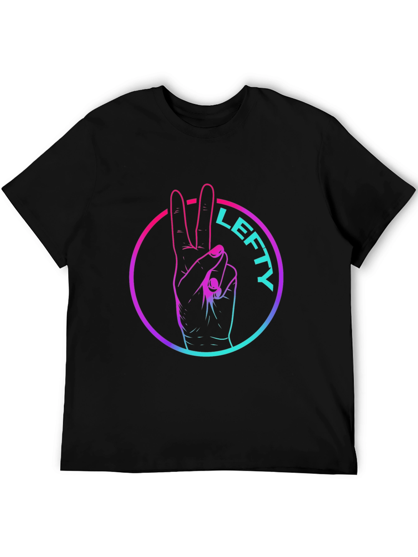 Black Lefty Peace Sign Graphic Tee - Cool Casual Style view 5