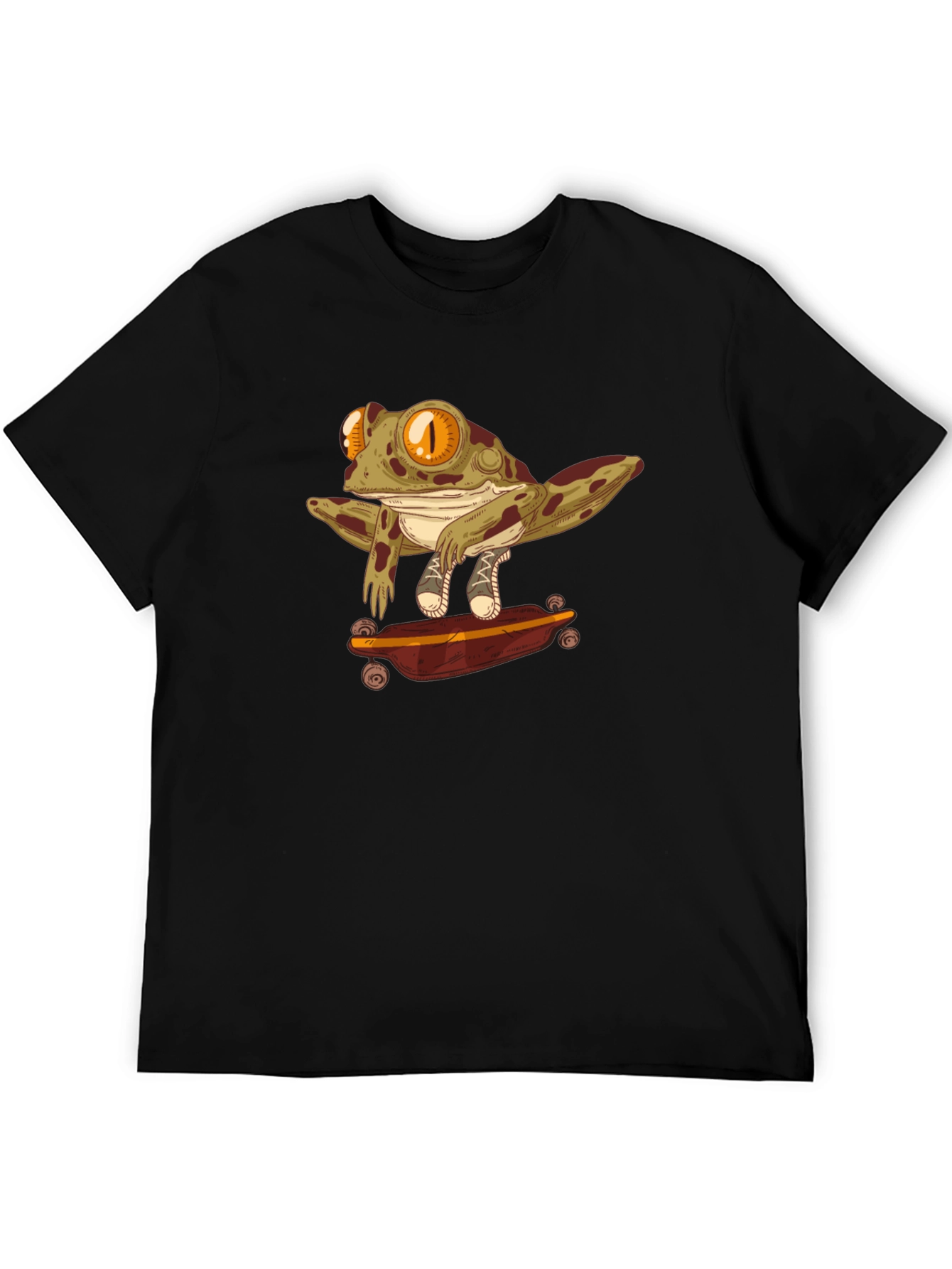 Black Skateboarding Frog Graphic T-Shirt view 5