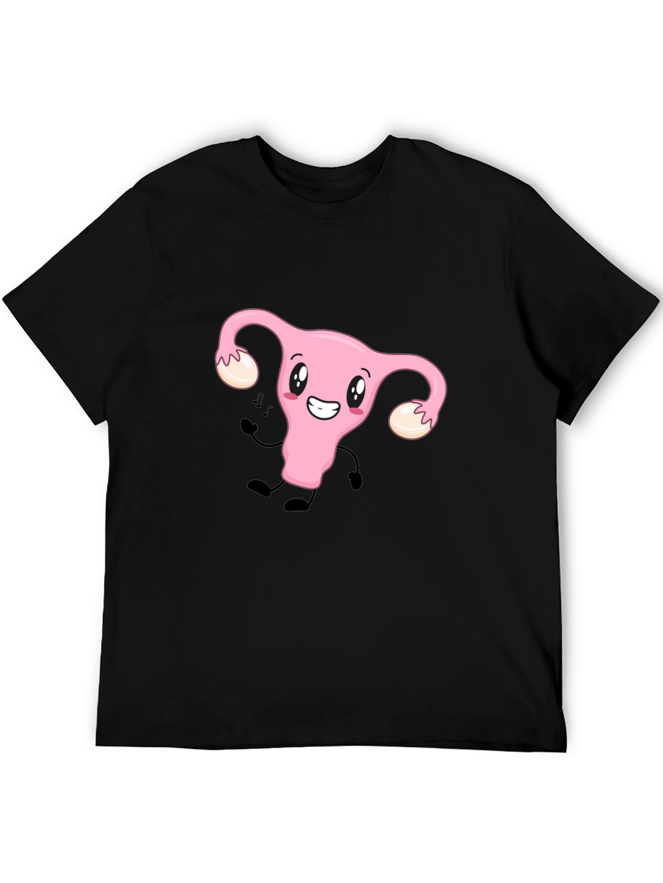 Black Funny Uterus Tee - Black Cotton Graphic T-Shirt view 5