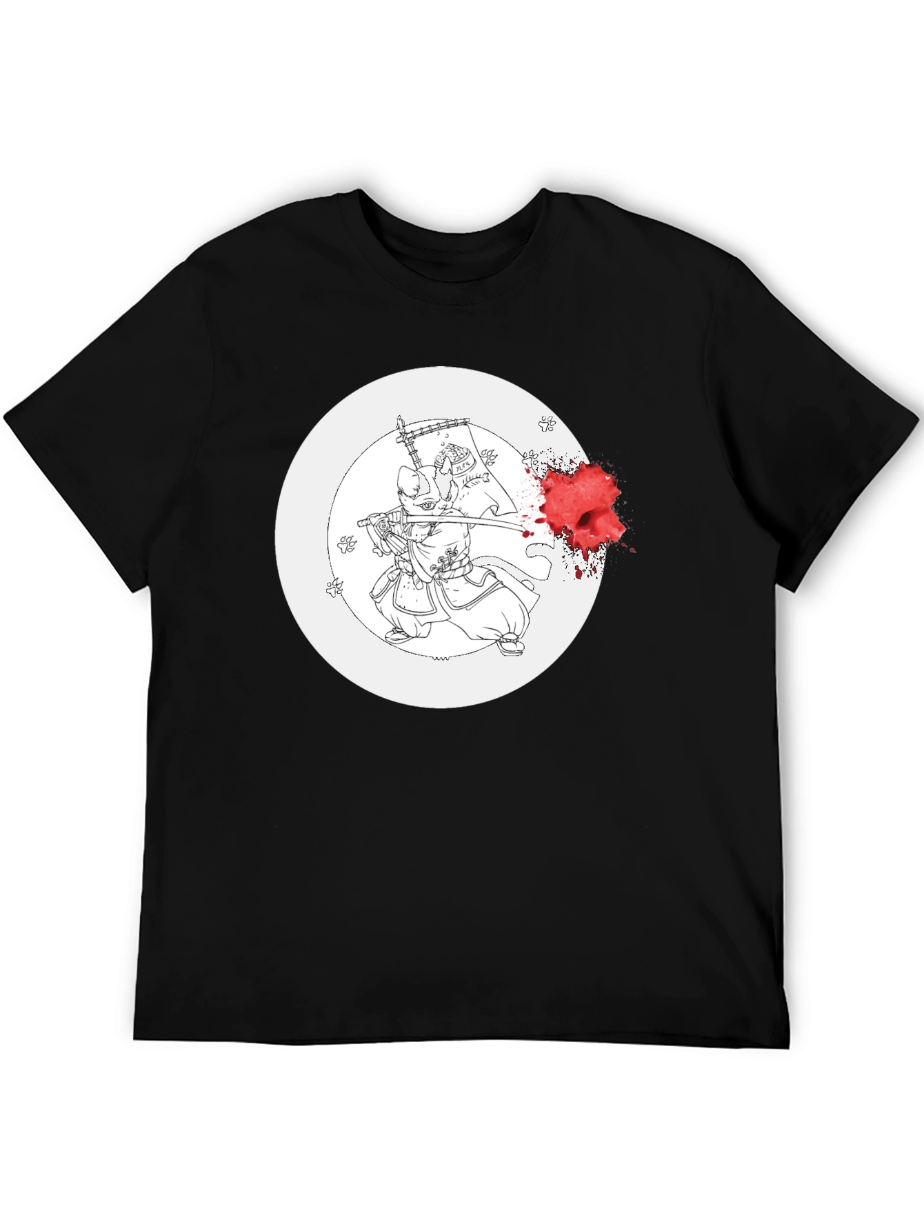 Black Samurai Cat Graphic Tee view 5