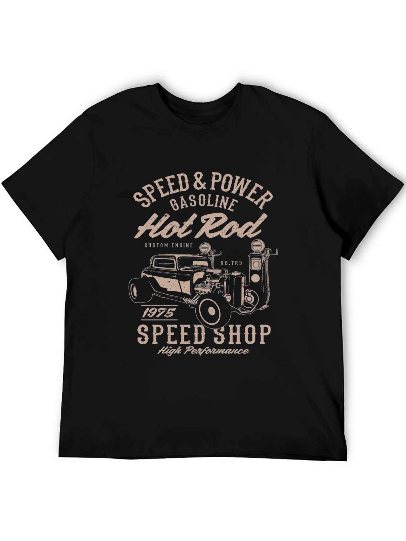 Black Hot Rod Speed Shop Graphic Tee - Vintage Car Design view 5