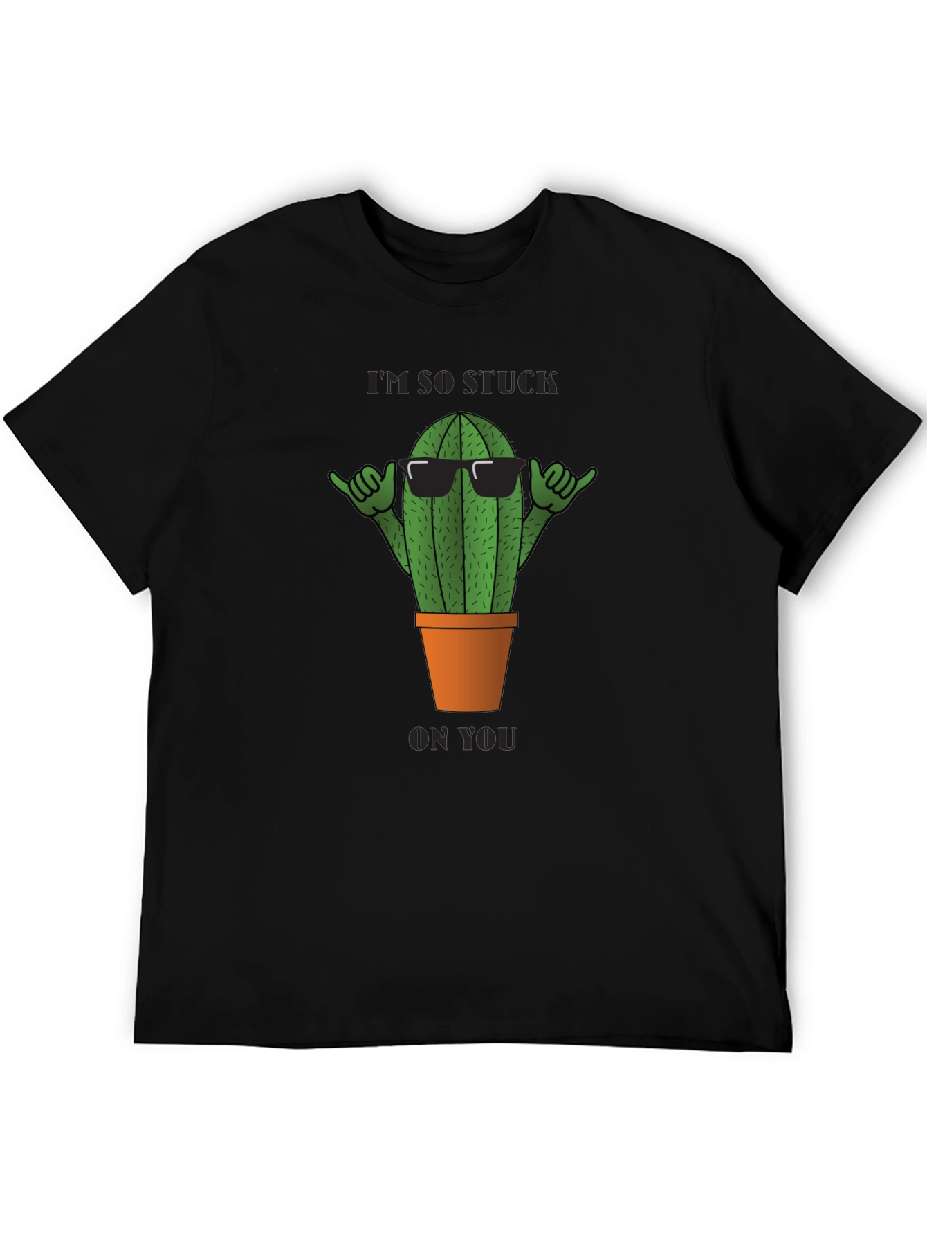 Black Cool Cactus T-Shirt - I'm So Stuck On You - Black view 5