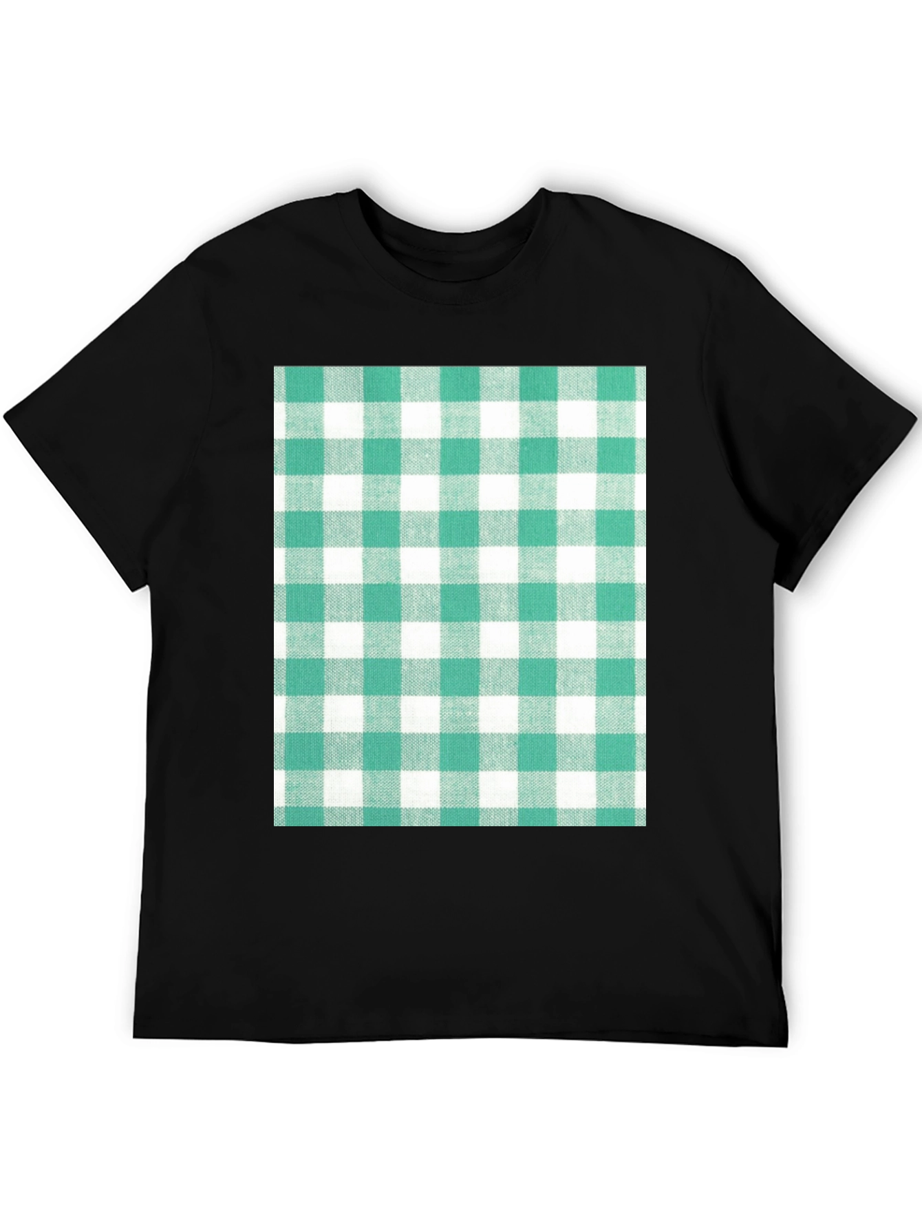 Black Gingham Pattern T-Shirt - Black view 5