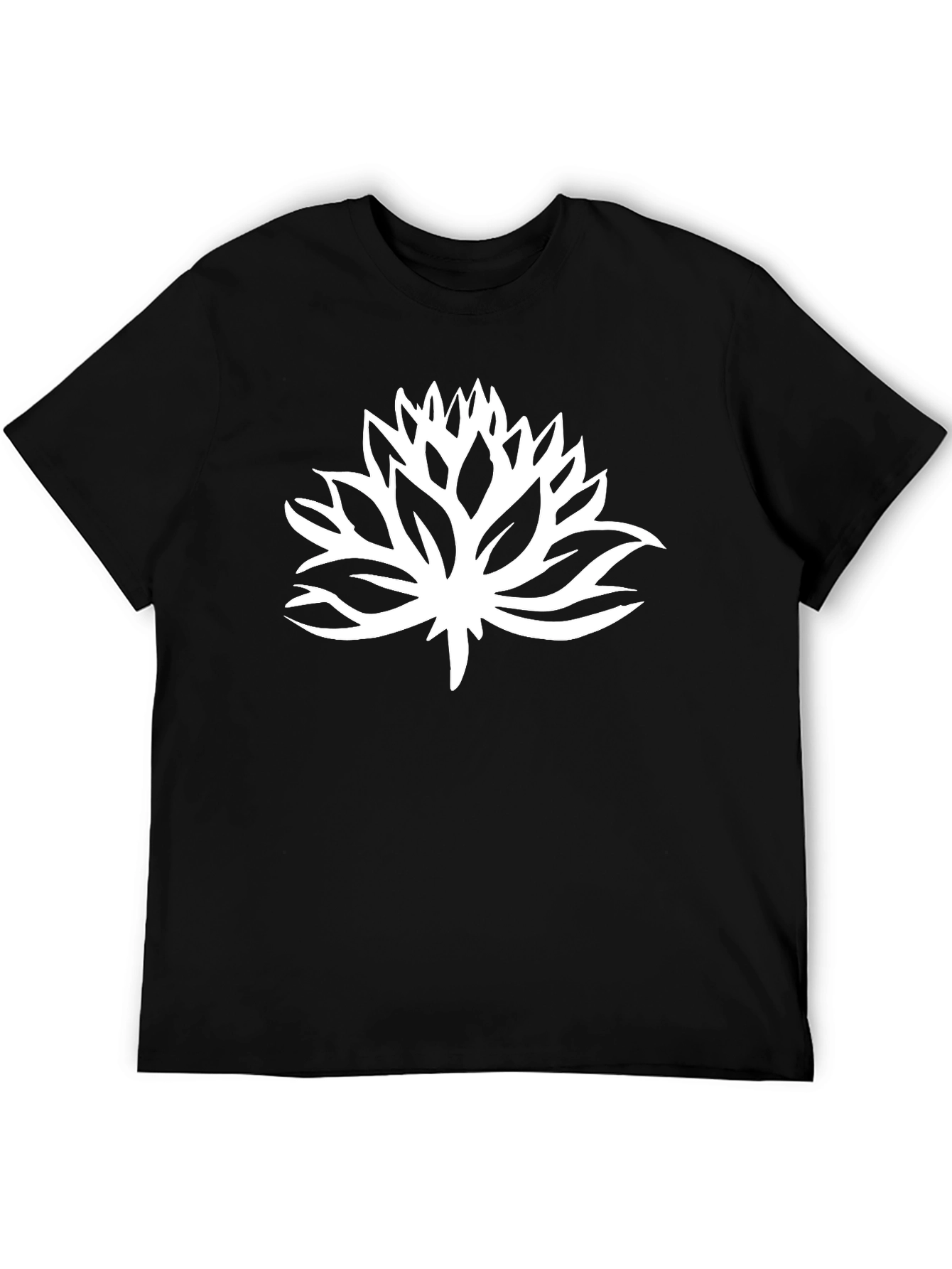 Black Black T-Shirt with White Lotus Flower Graphic view 5